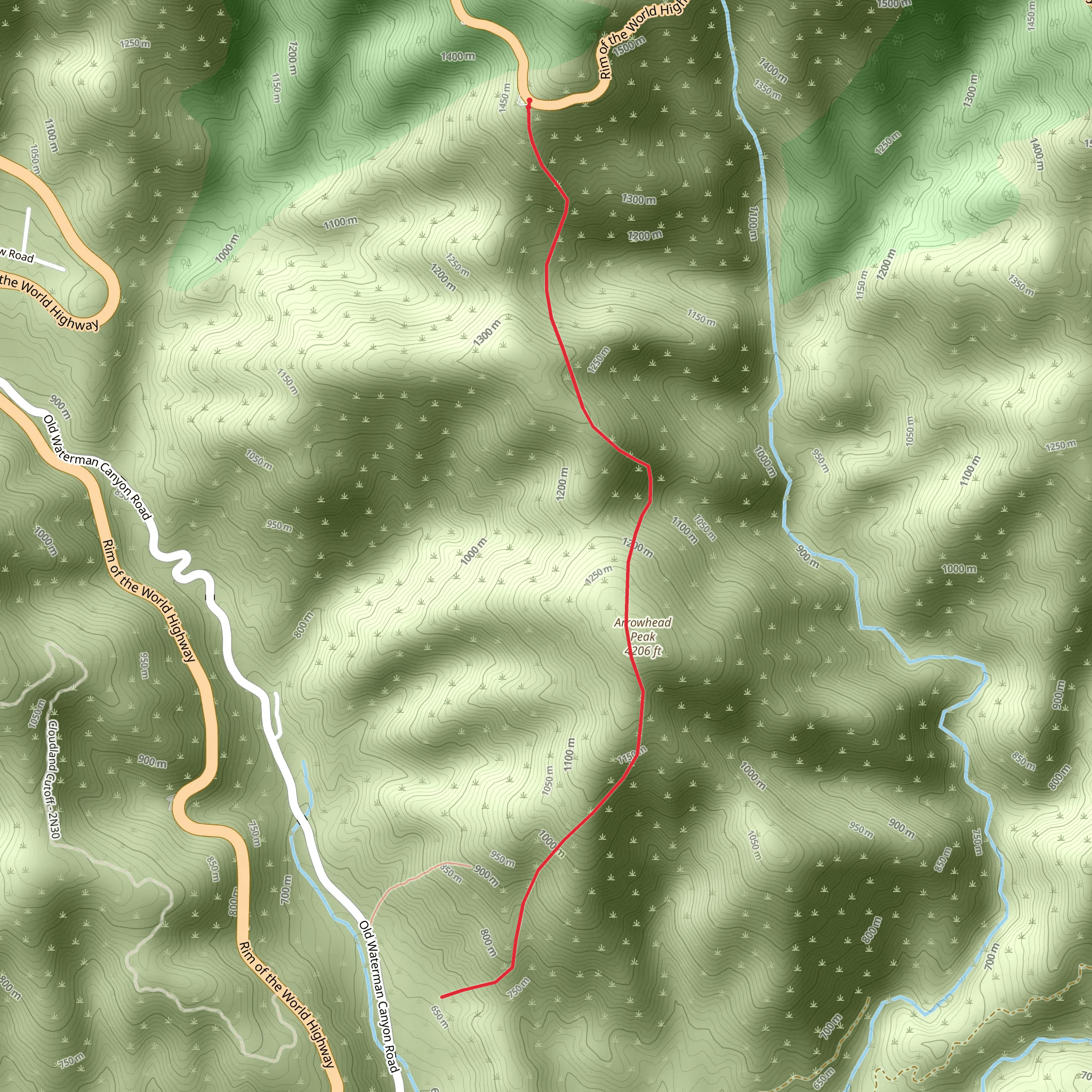 Arrowhead Peak Trail mobile static map