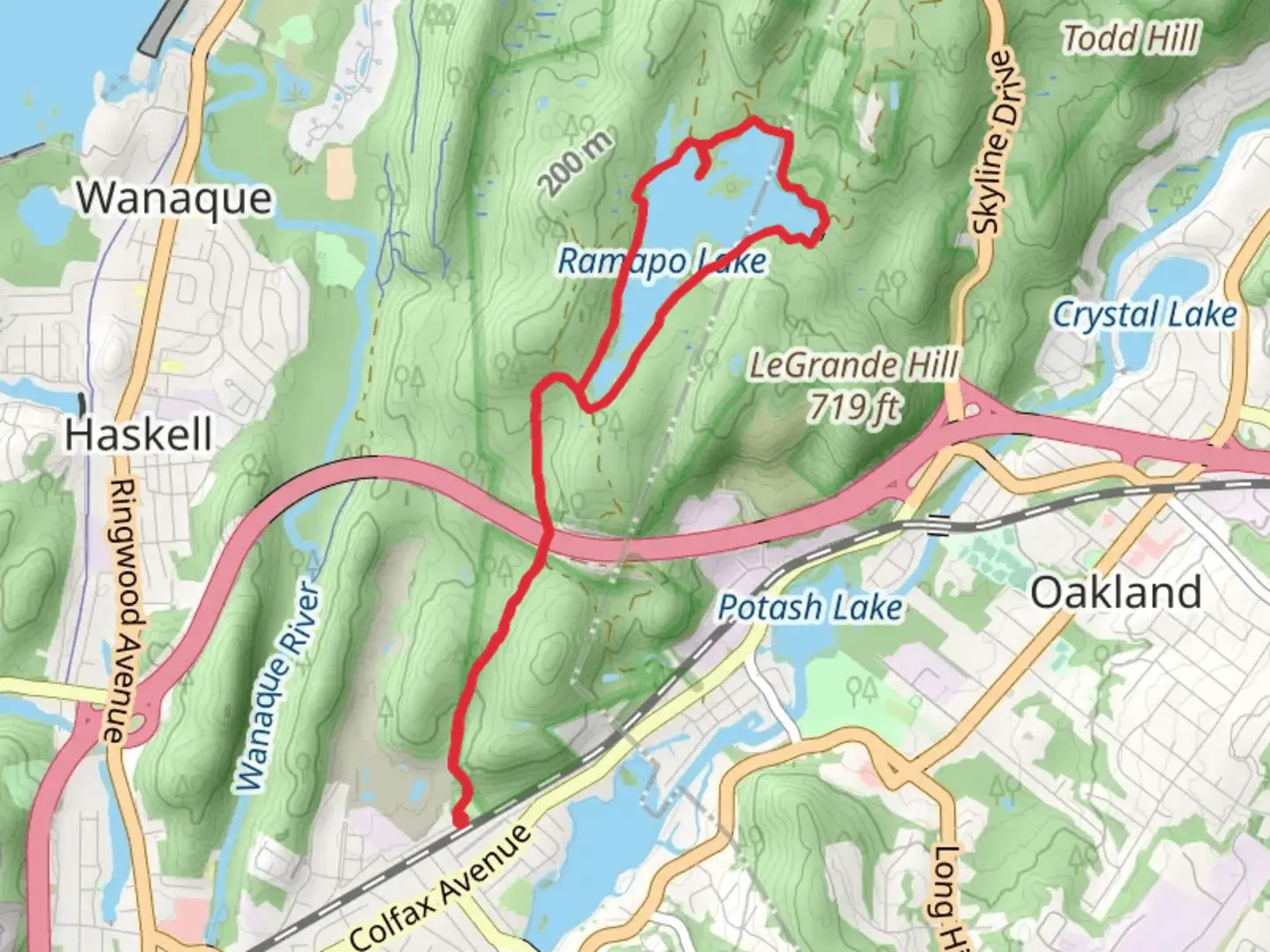 An image depicting the trail Ramapo Lake Loop via Cannonball Trail and its surrounding area.