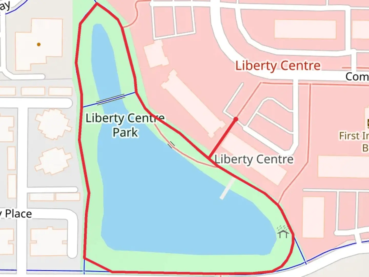 An image depicting the trail Liberty Centre Pond Loop and its surrounding area.