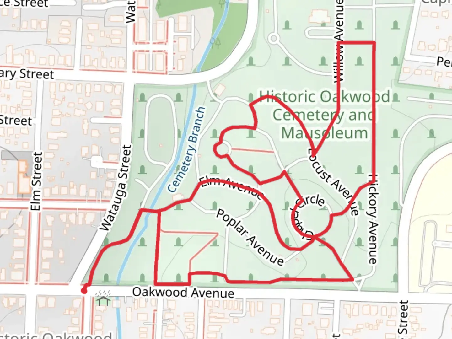 An image depicting the trail Willow Avenue and Elm Avenue Loop and its surrounding area.