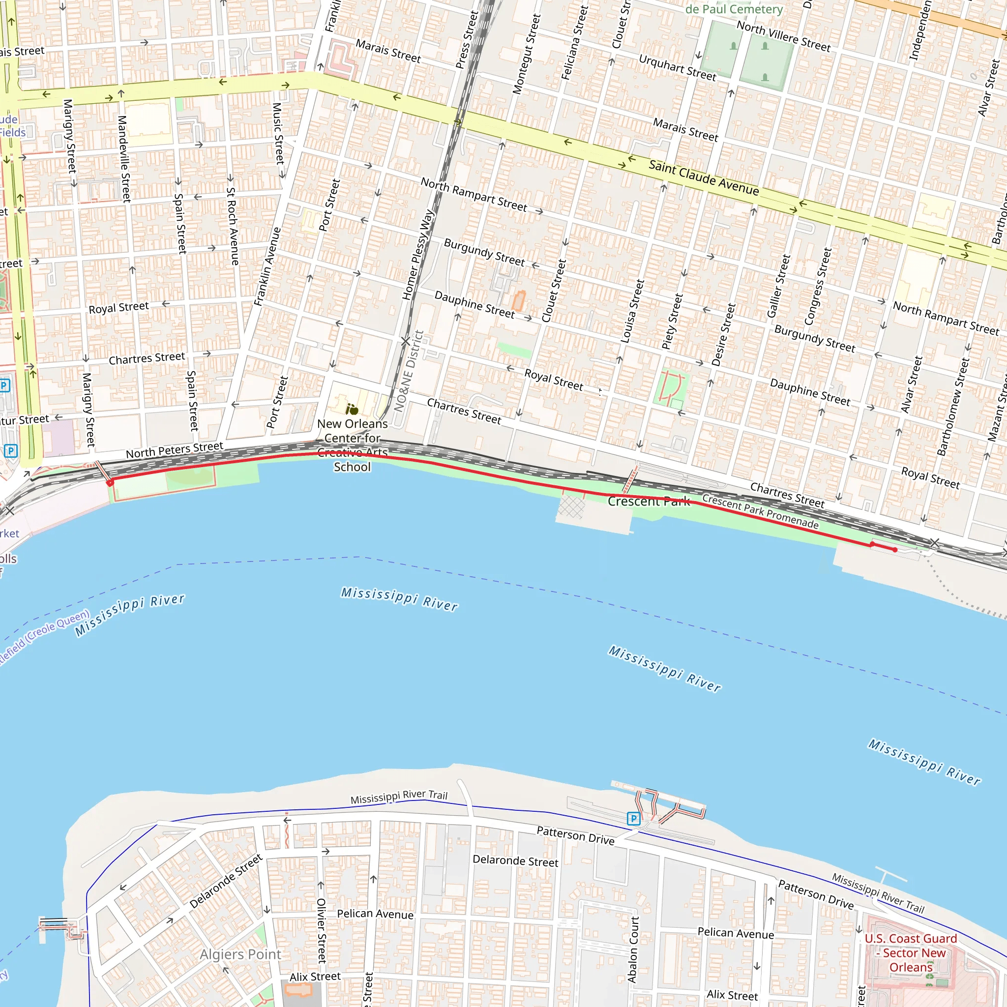 Crescent Park Promenade mobile static map