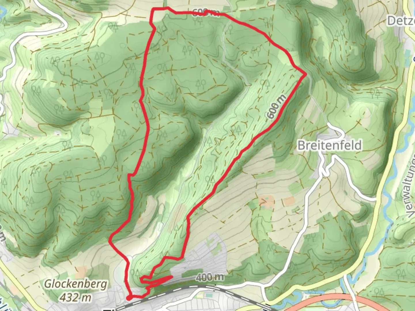 An image depicting the trail Tiengen Loop and its surrounding area.