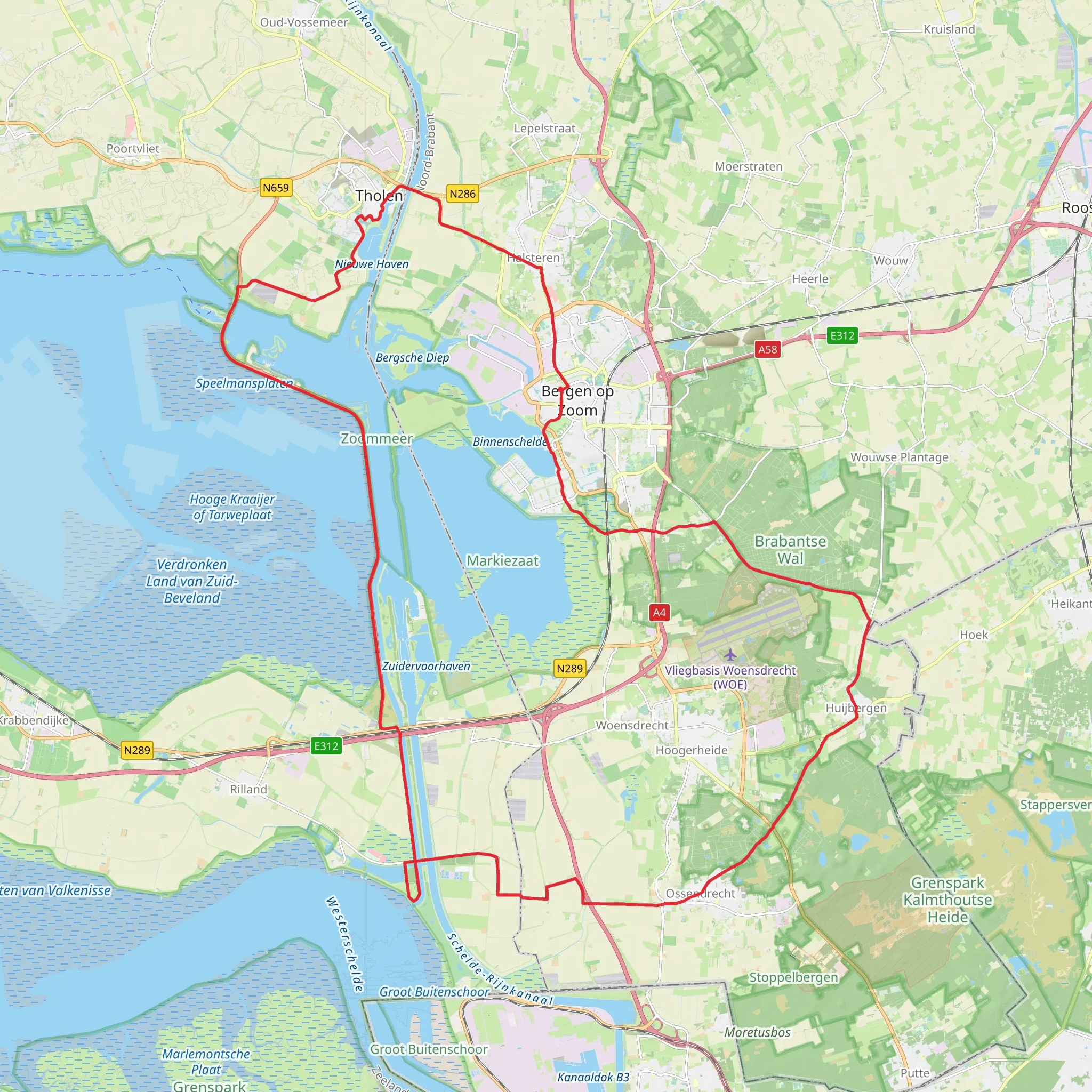 Halsterseweg, Tholenseweg and Weg naar Wouw Loop mobile static map