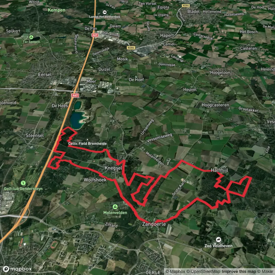An image depicting the trail Wolfhoeksche, Moormanlaan and Grafheuvels Loop and its surrounding area.