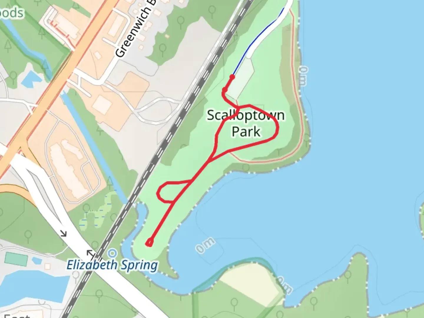 An image depicting the trail Scalloptown Park Loop and its surrounding area.