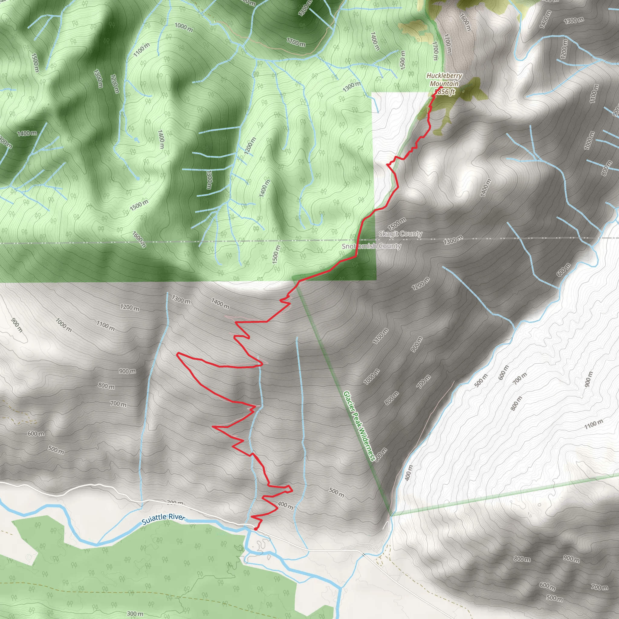 Huckleberry Mountain Trail mobile static map