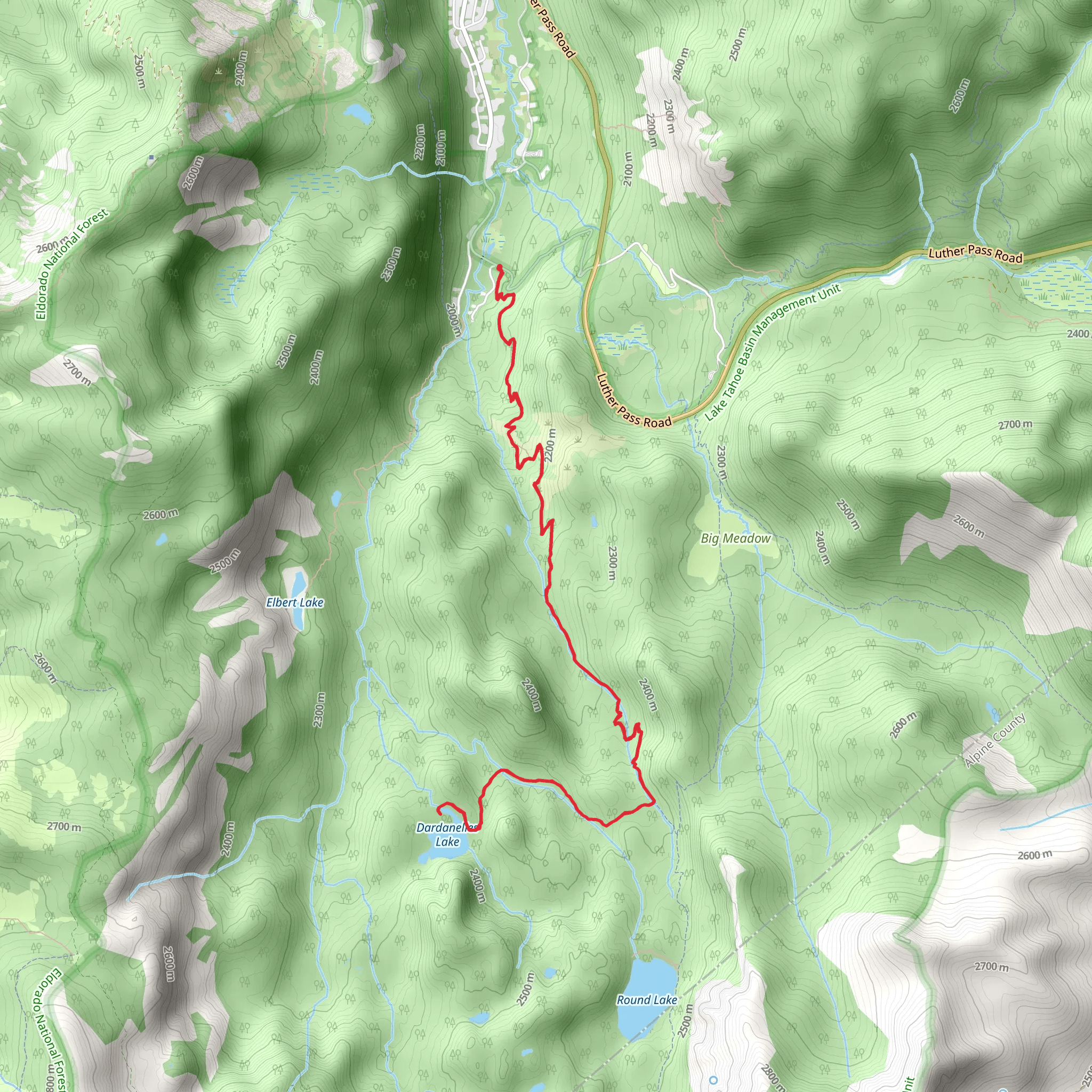 Dardanelles Lake via Meiss Meadow-Round Lake Trail mobile static map