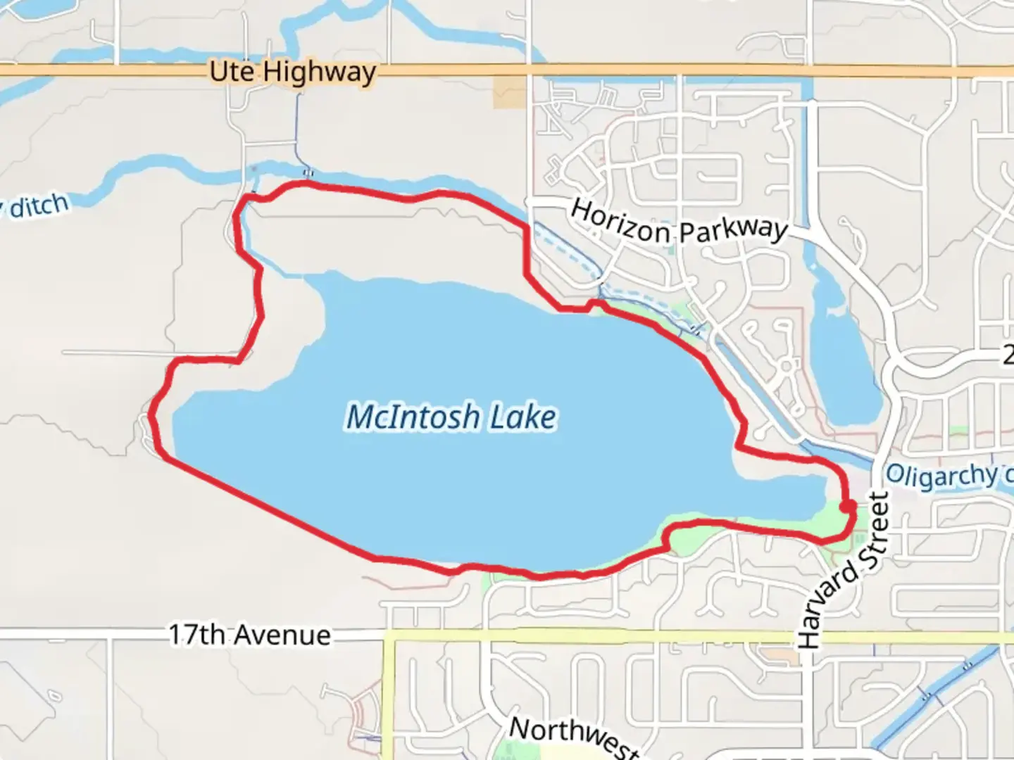 An image depicting the trail McIntosh Lake Loop and its surrounding area.