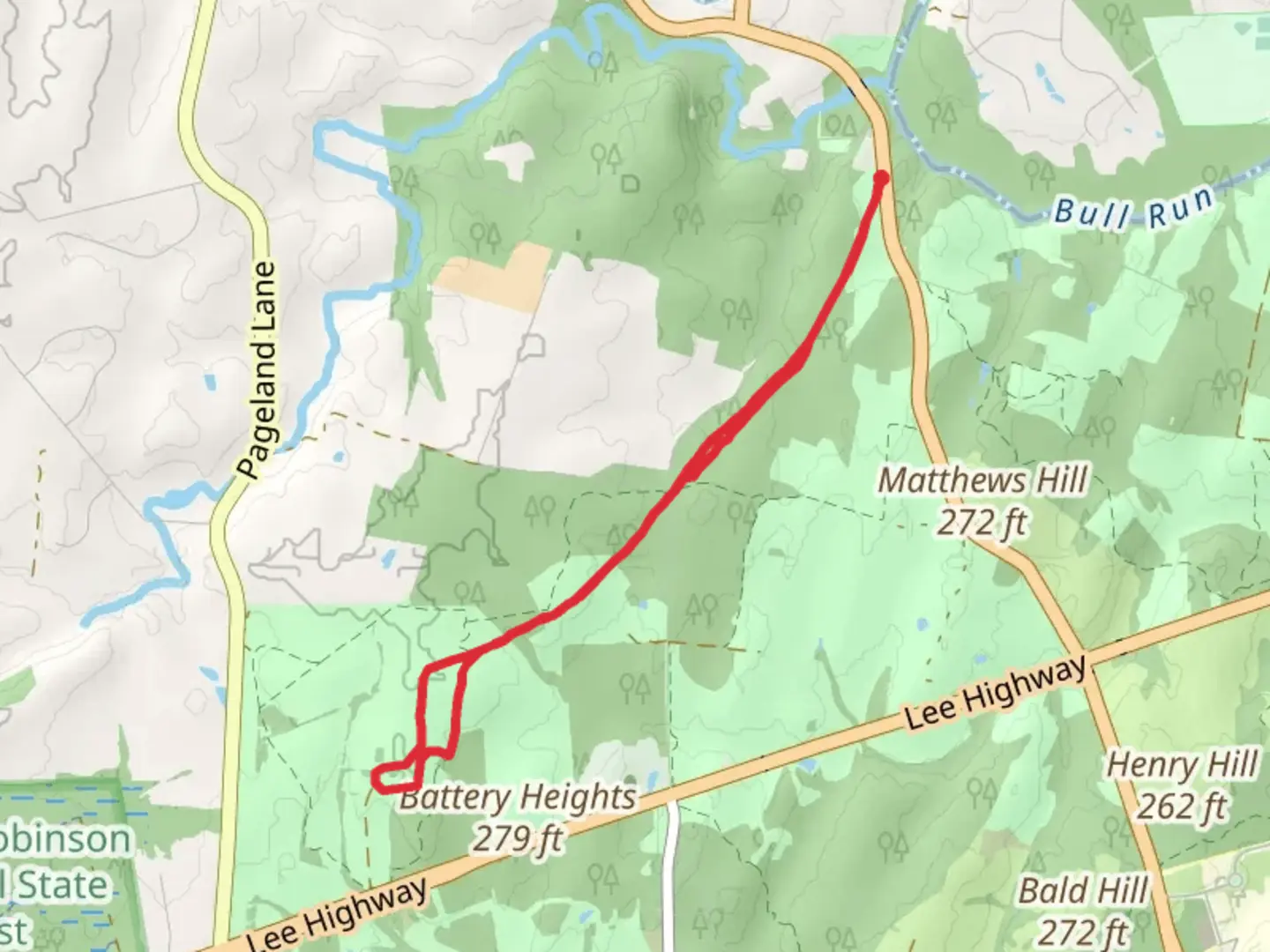 An image depicting the trail Sudley Connector - Second Manassas - Deep Cut Loop Trail and its surrounding area.