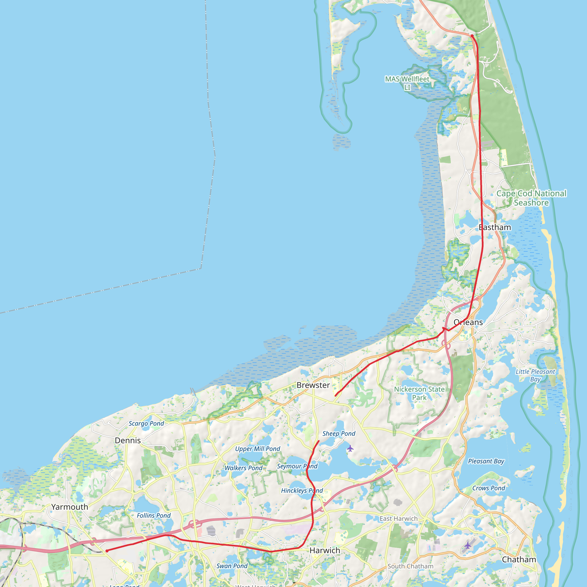 Cape Cod Rail Trail mobile static map