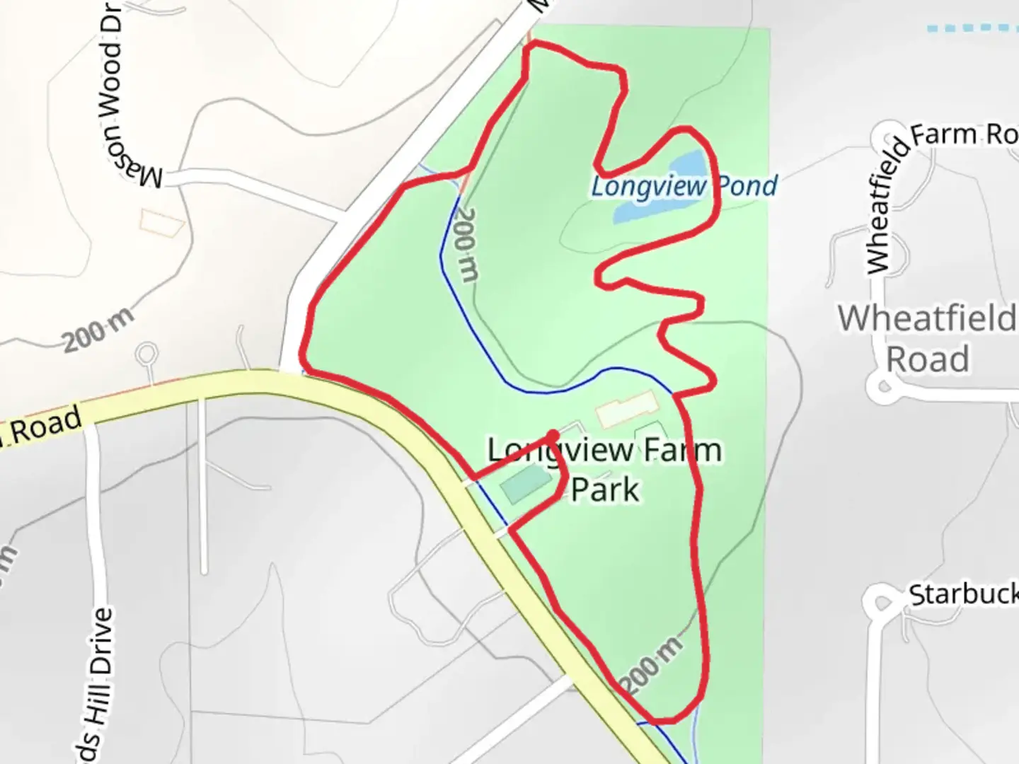 An image depicting the trail Longview Park Loop and its surrounding area.