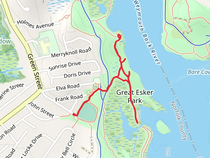 Great Esker Park Trail via Julia Road Playground mobile static map