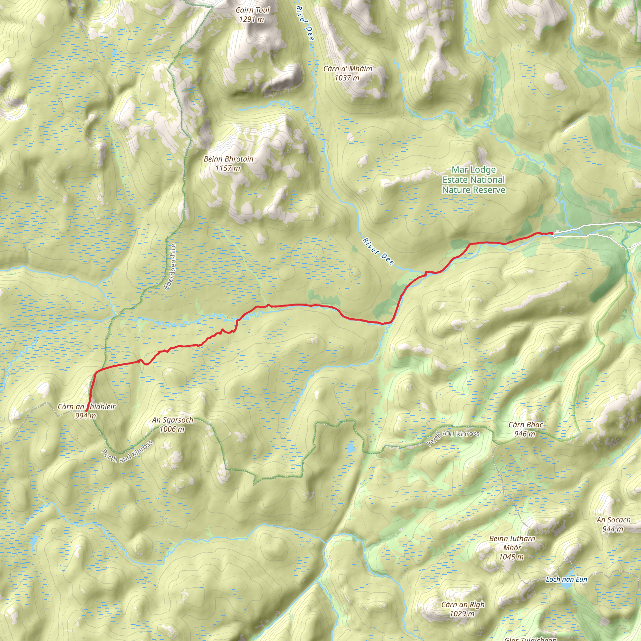 Càrn an Fhìdhleir via Ruighe Ealasaid mobile static map
