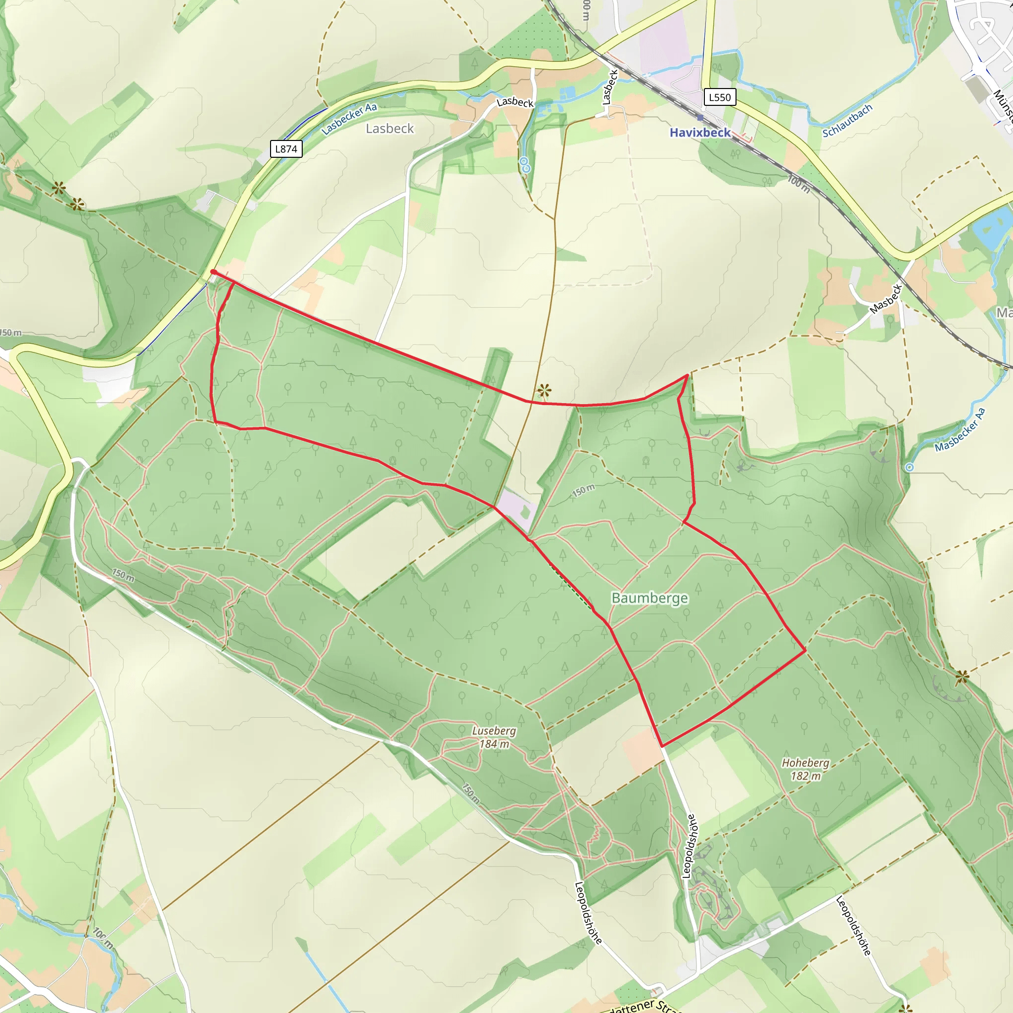 Baumberg Loop via Longinusturm Rundweg A3 mobile static map