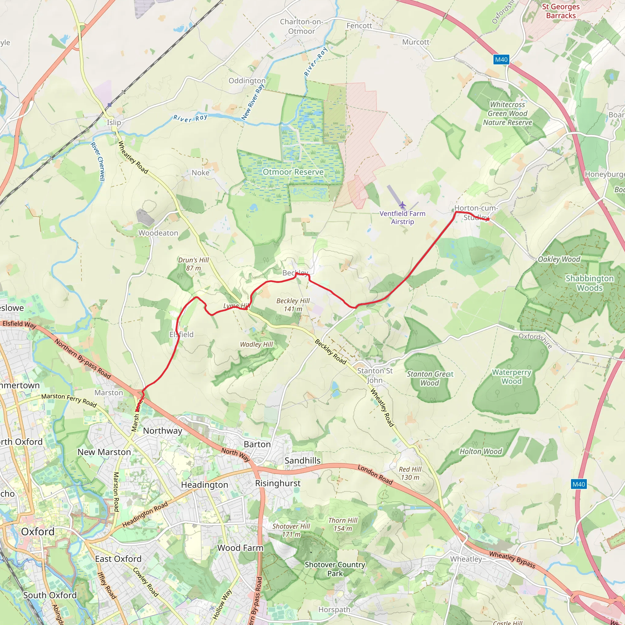 Horton cum Studley to Marston Walk mobile static map