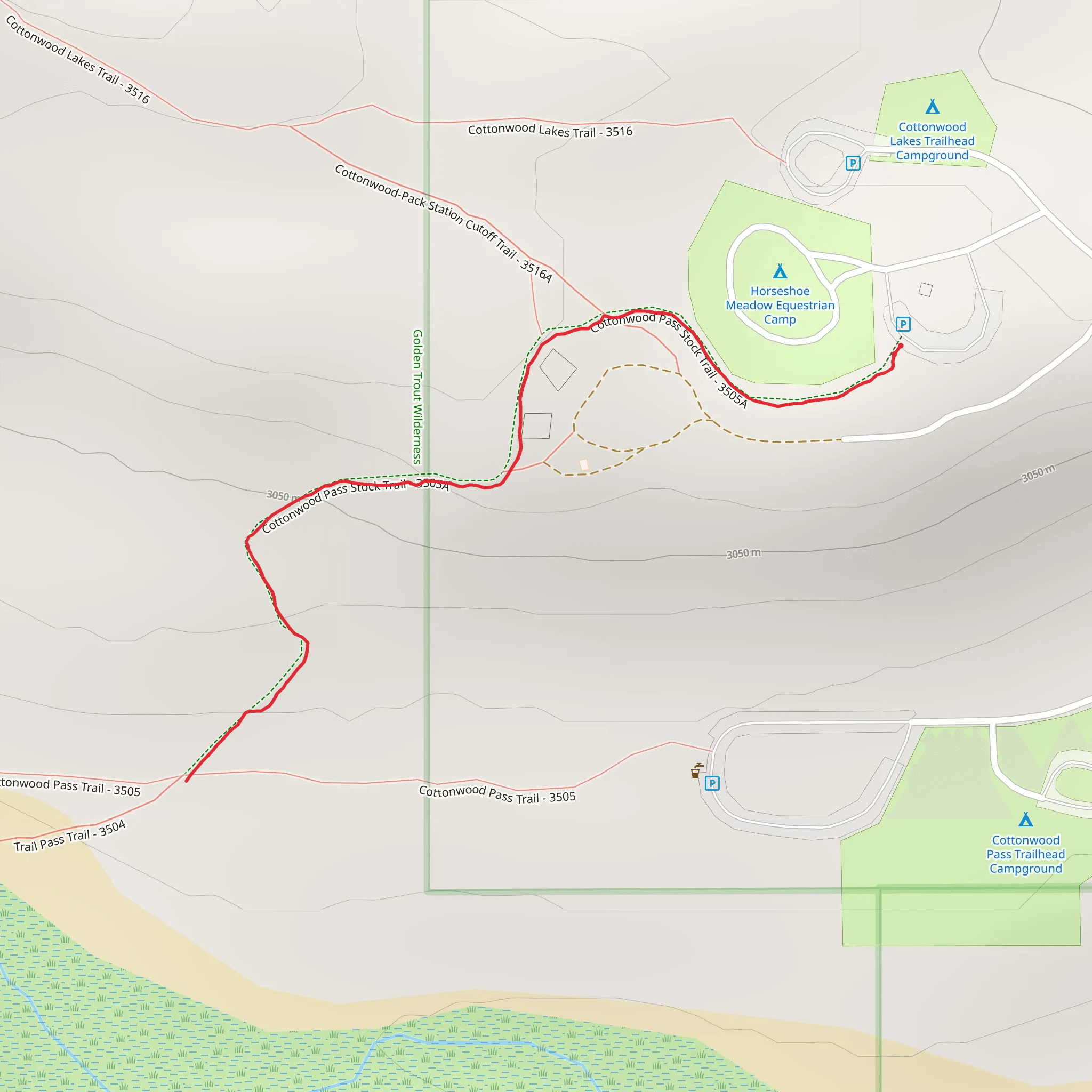 Cottonwood Pass Stock Trail mobile static map