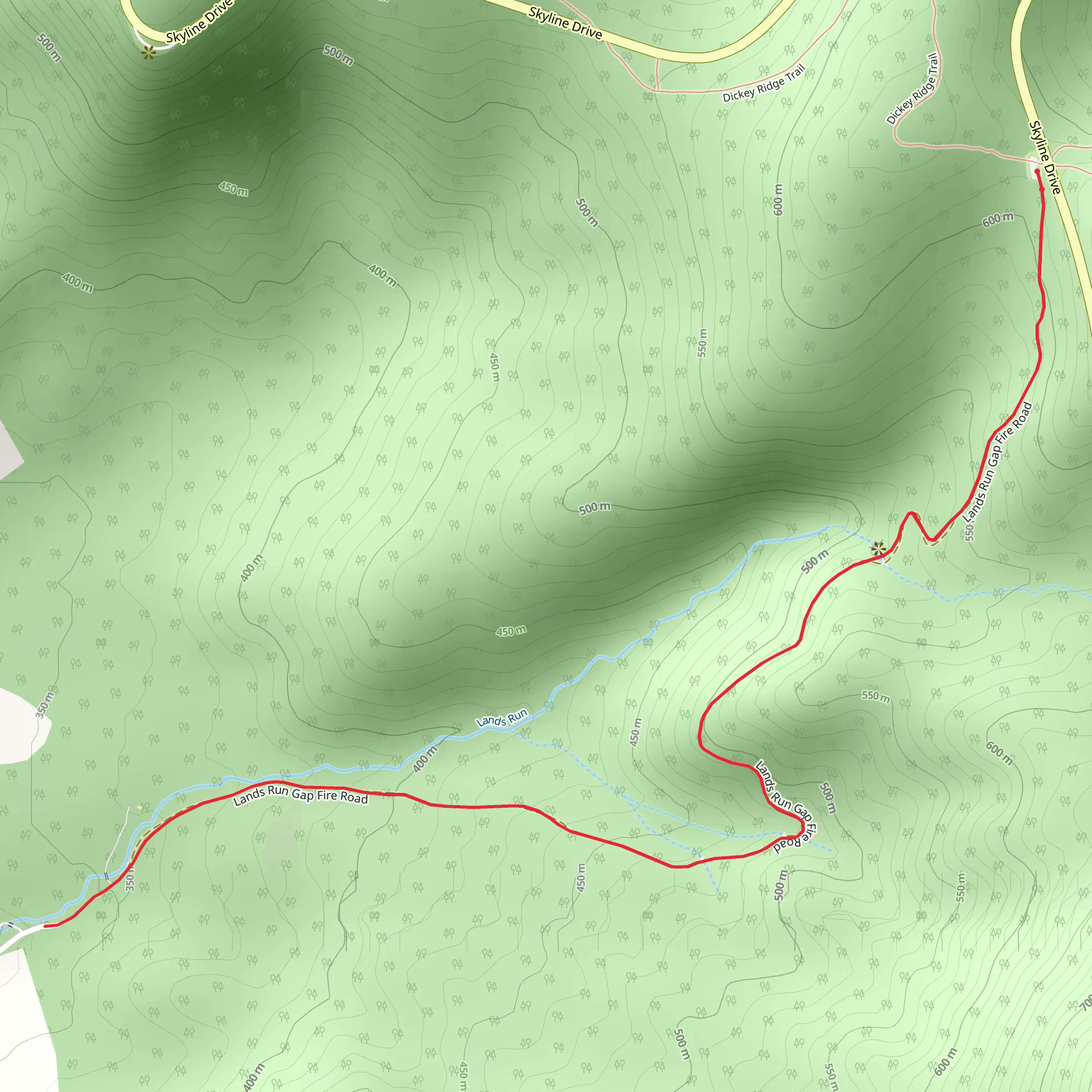 Lands Run Gap Road Trail mobile static map