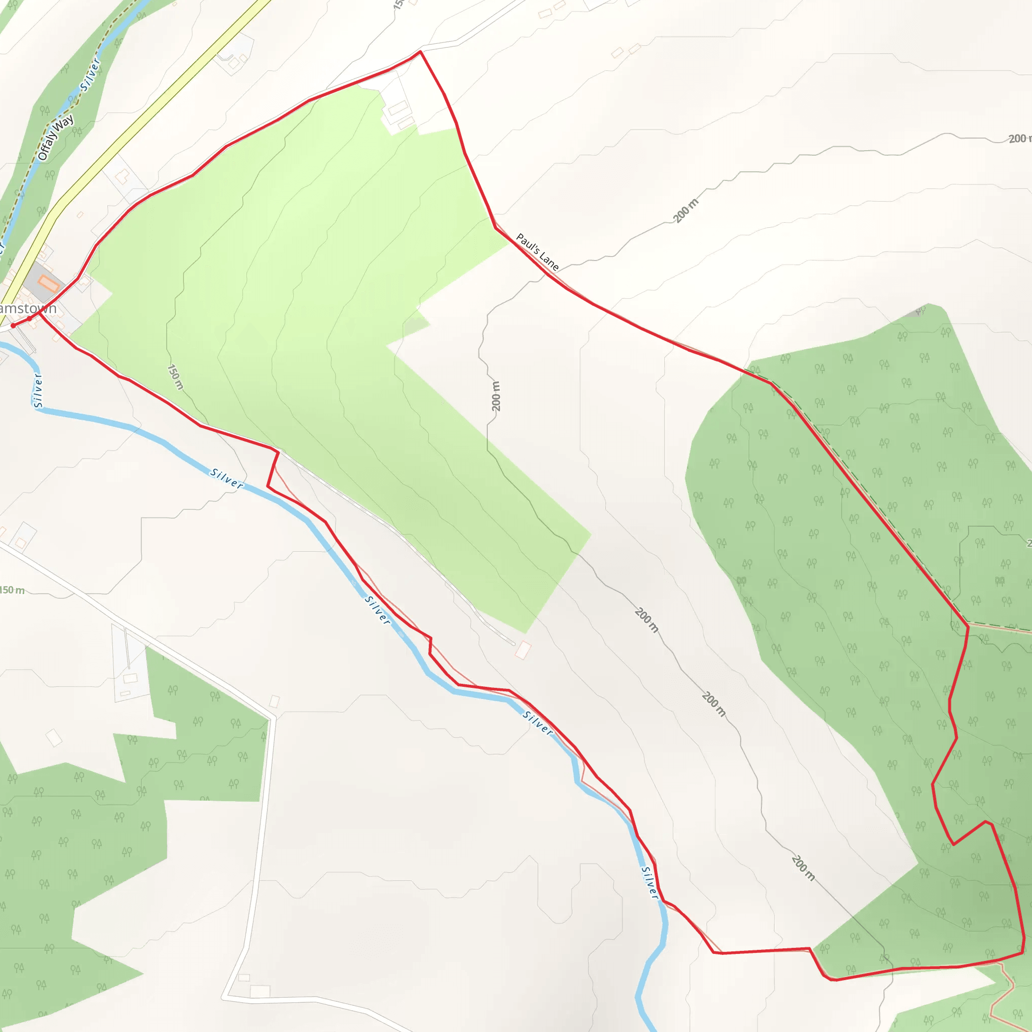 Cadamstown - Pauls Lane Loop mobile static map