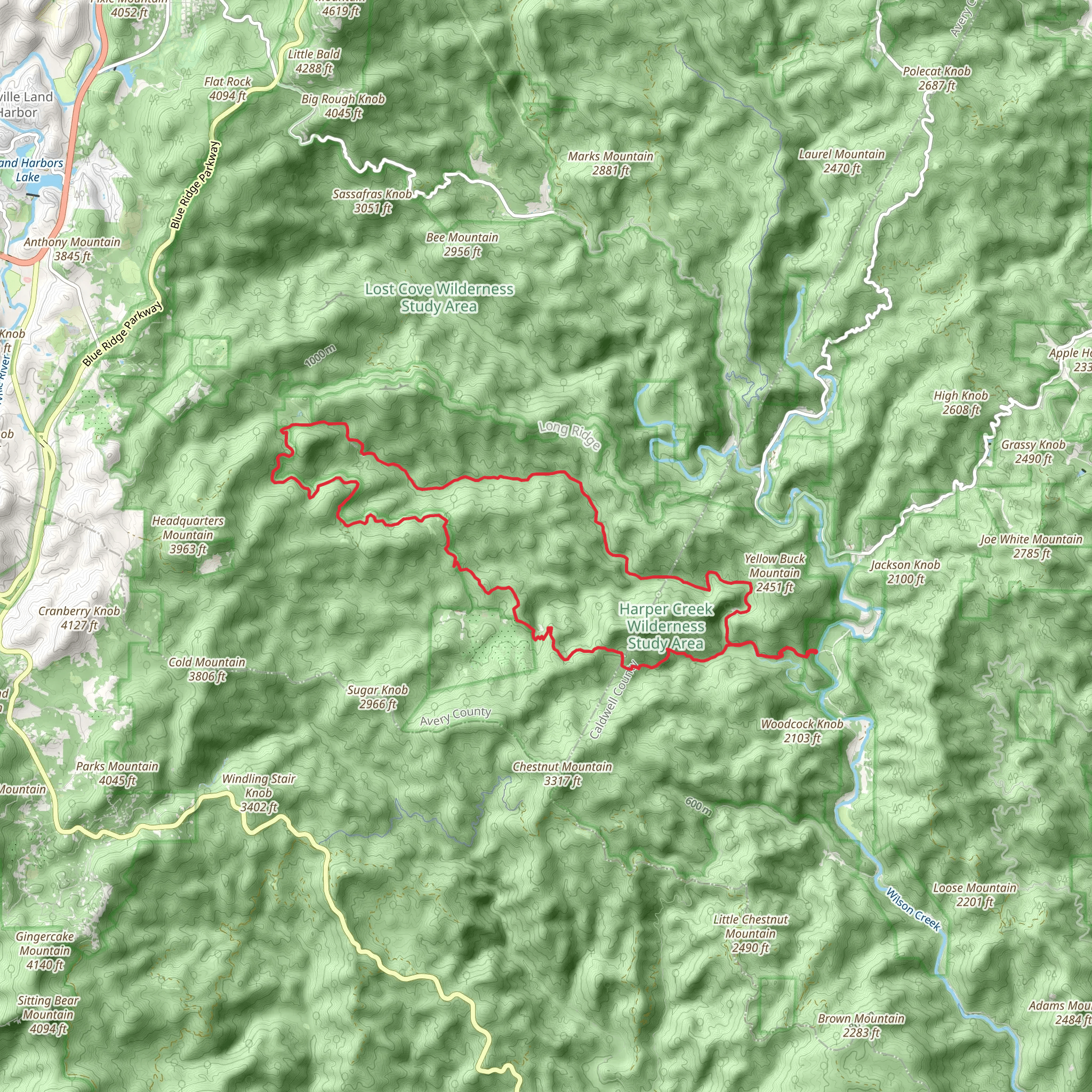 Harper Creek and Chestnut Cove Branch Loop mobile static map
