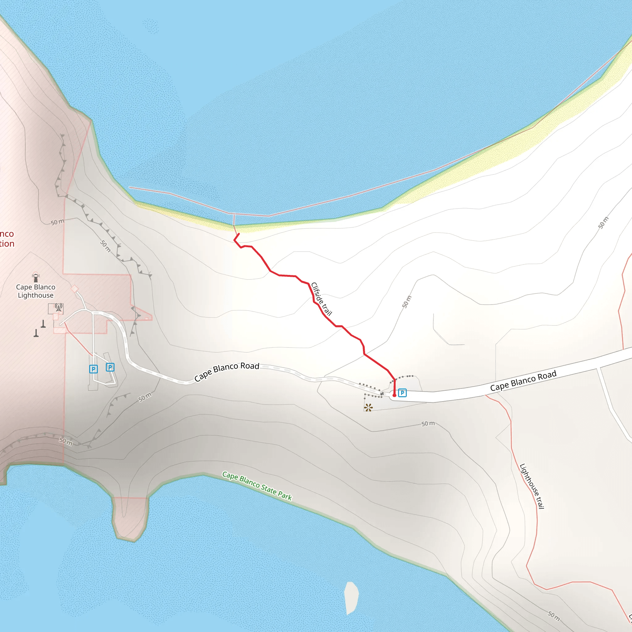 Clifside Trail from Cape Blanco Road mobile static map