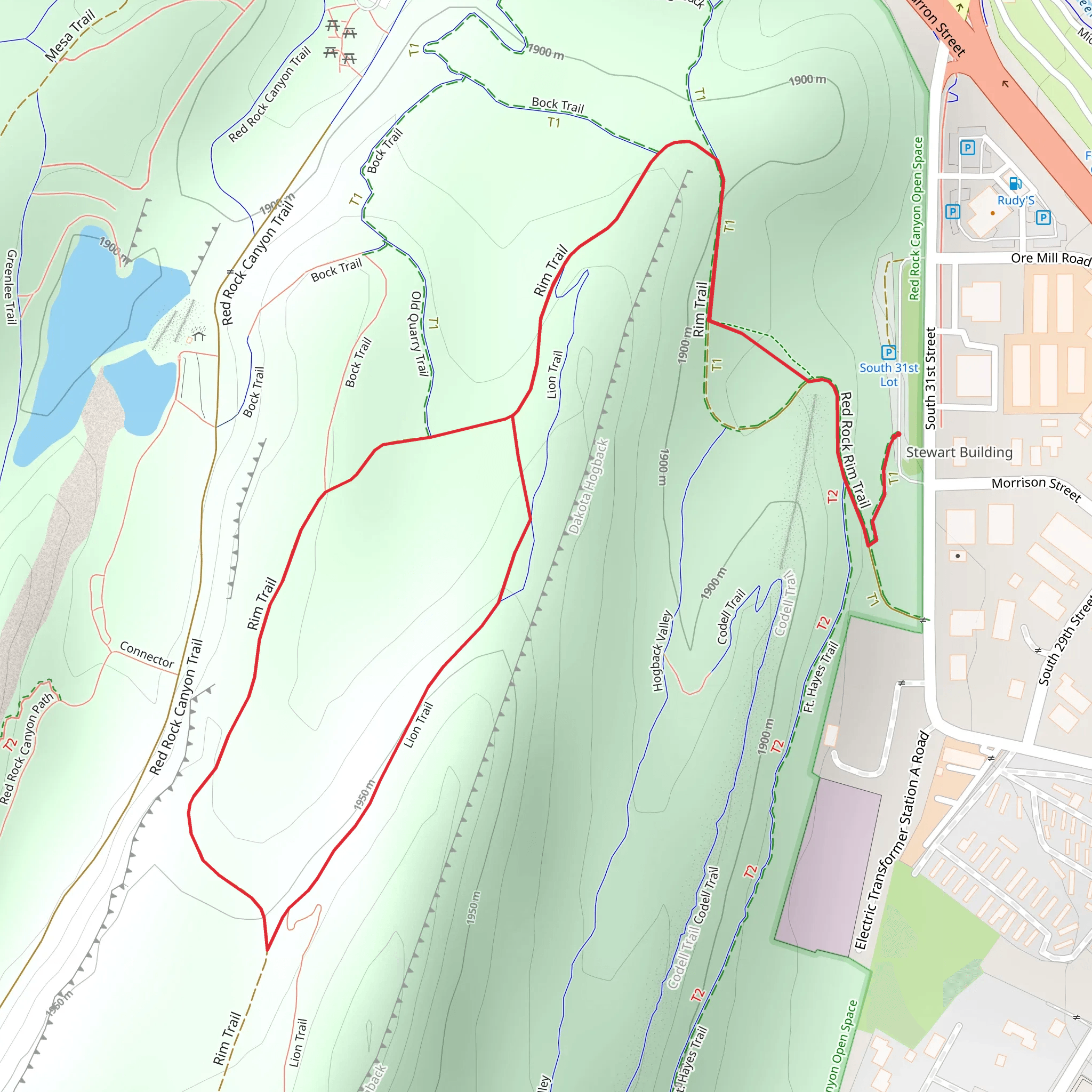 Red Rock Rim and Lion Loop Trail mobile static map