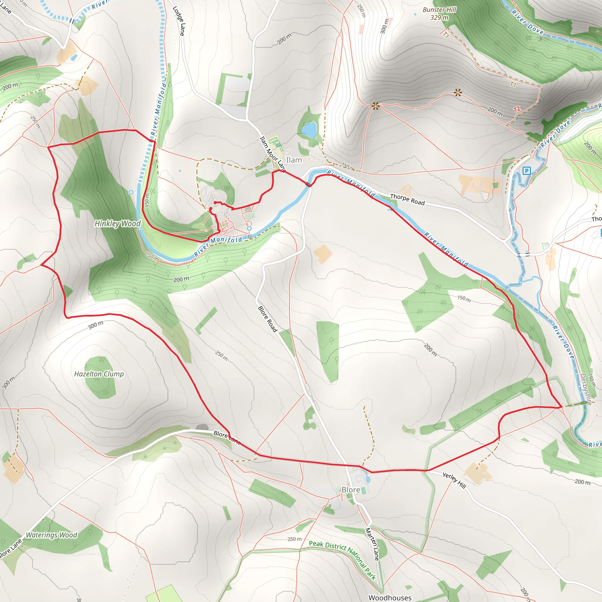 Hinkley Wood and River Manifold mobile static map