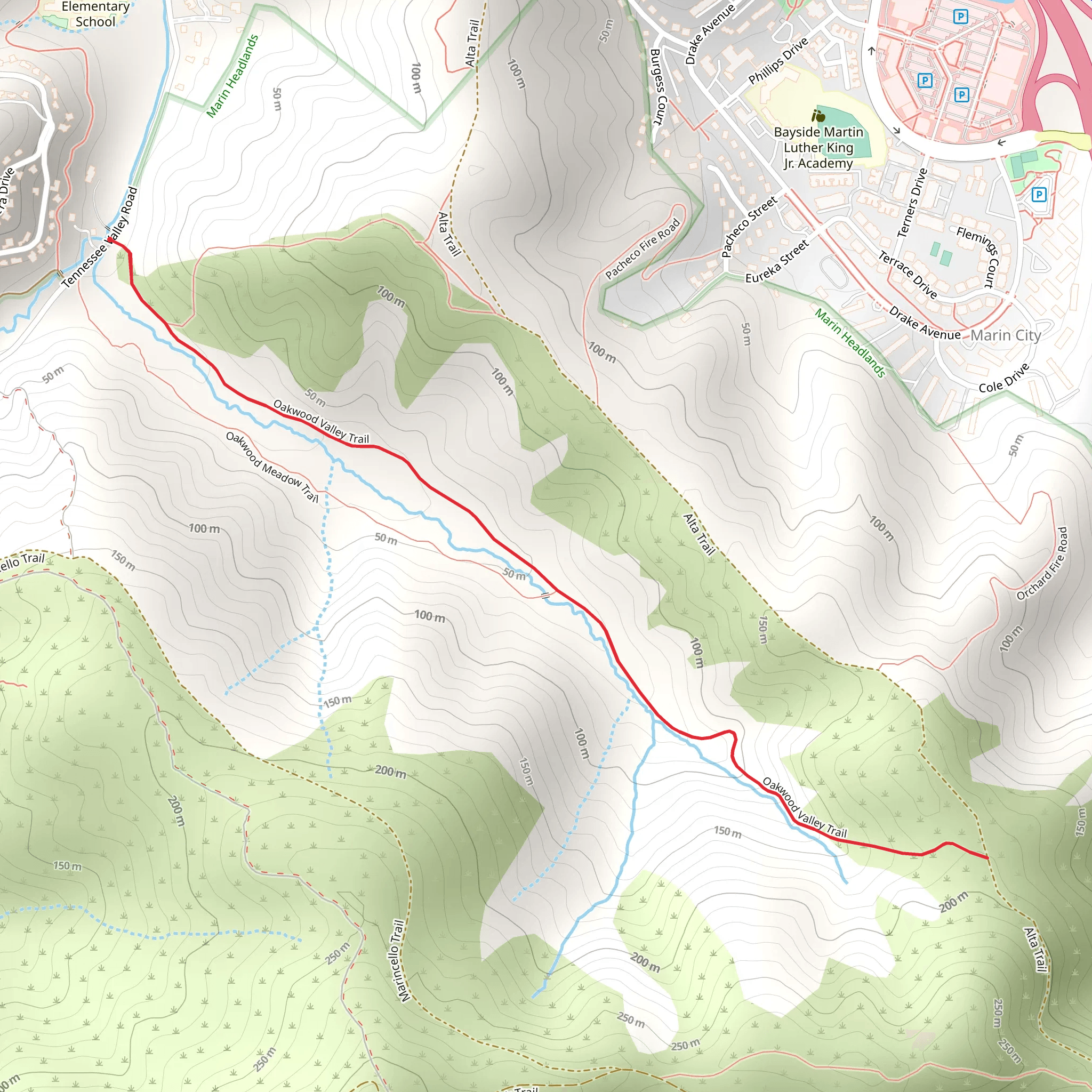 Oakwood Valley Trail mobile static map