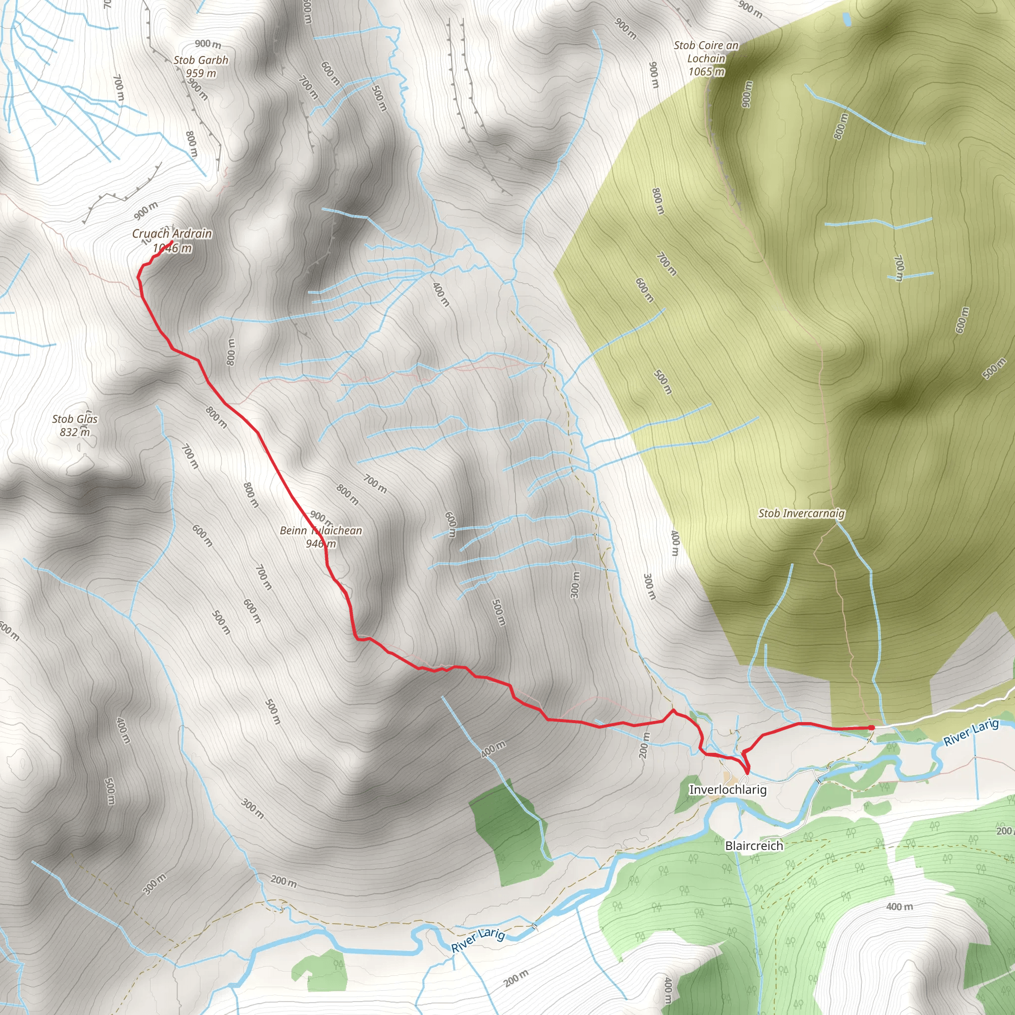 Cruach Àrdrain via Beinn Tulaichean mobile static map