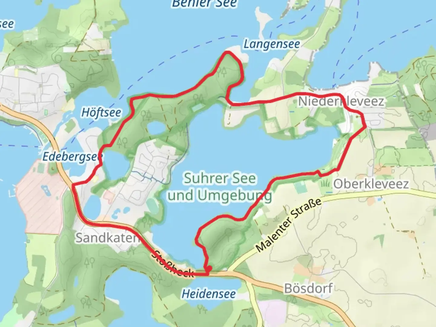 An image depicting the trail Suhrer See and its surrounding area.