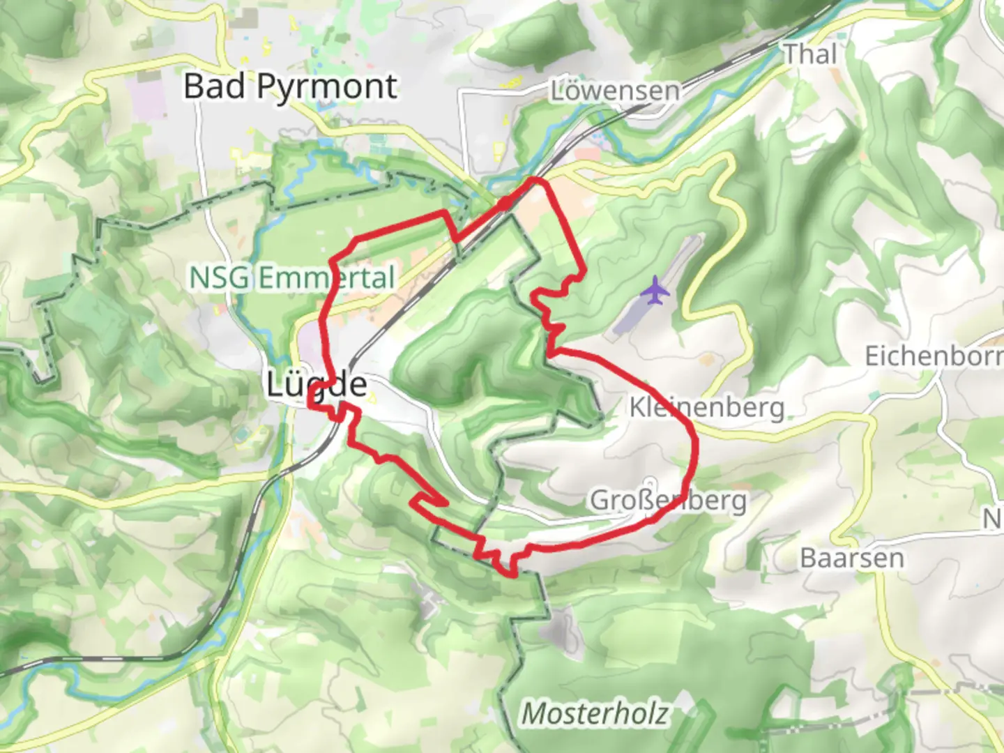 An image depicting the trail NSG Schildberg Loop - Lugde and its surrounding area.