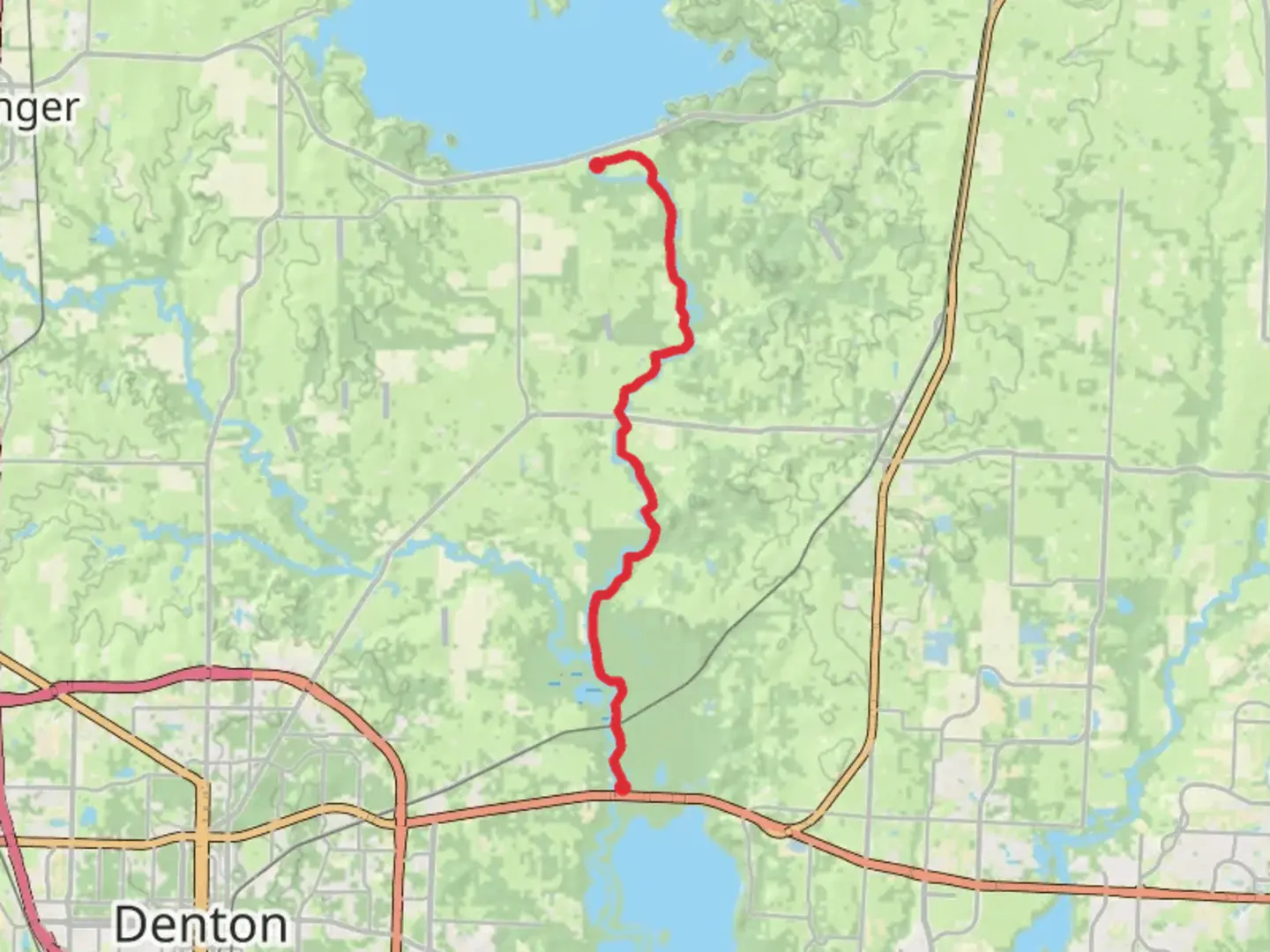 An image depicting the trail Elm Fork Trinity River and its surrounding area.
