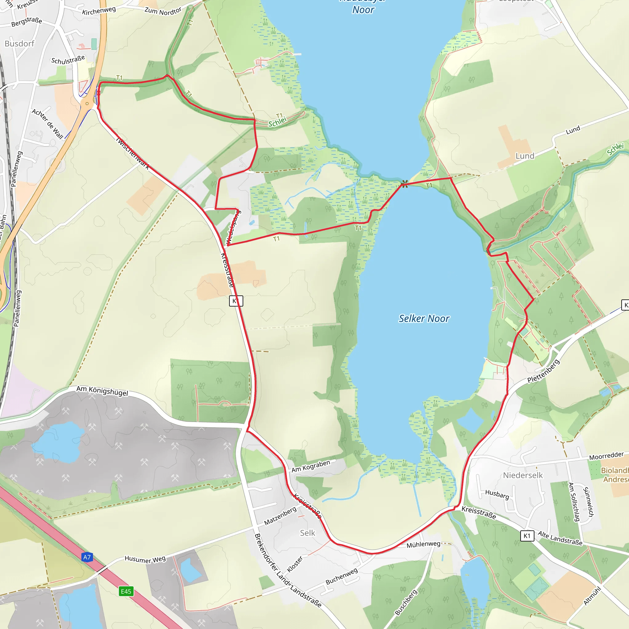 Selker Noor and Haddebyer Noor via Noor Route and Wikingerland mobile static map