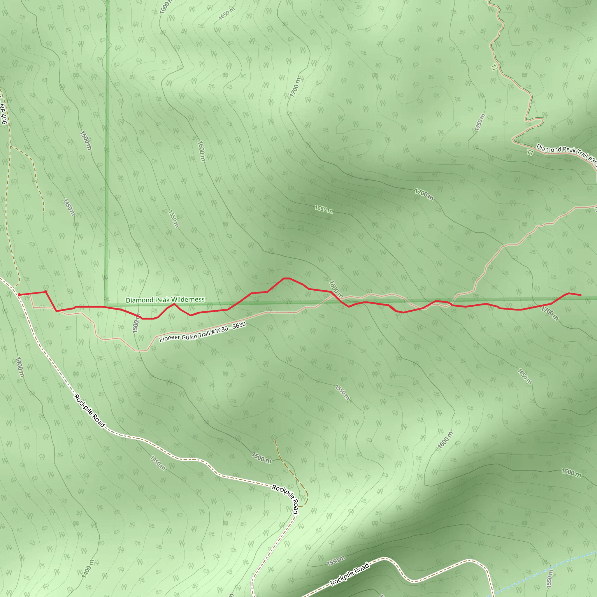 Pioneer Gulch Trail mobile static map