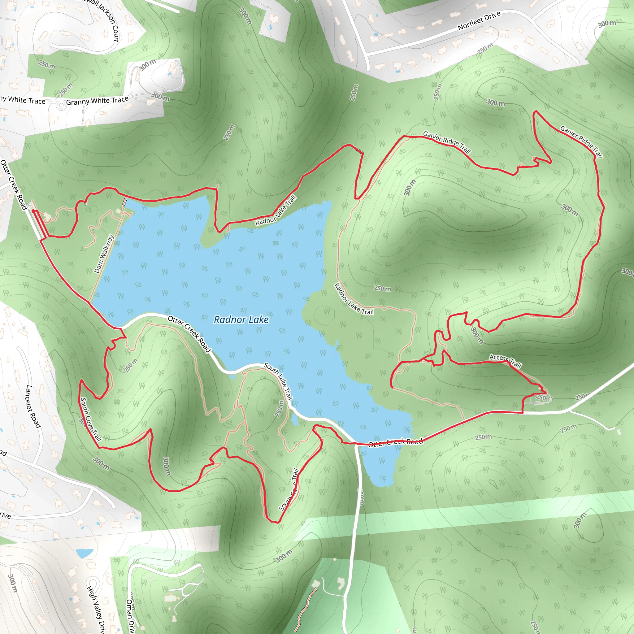 Radnor Lake Loop mobile static map