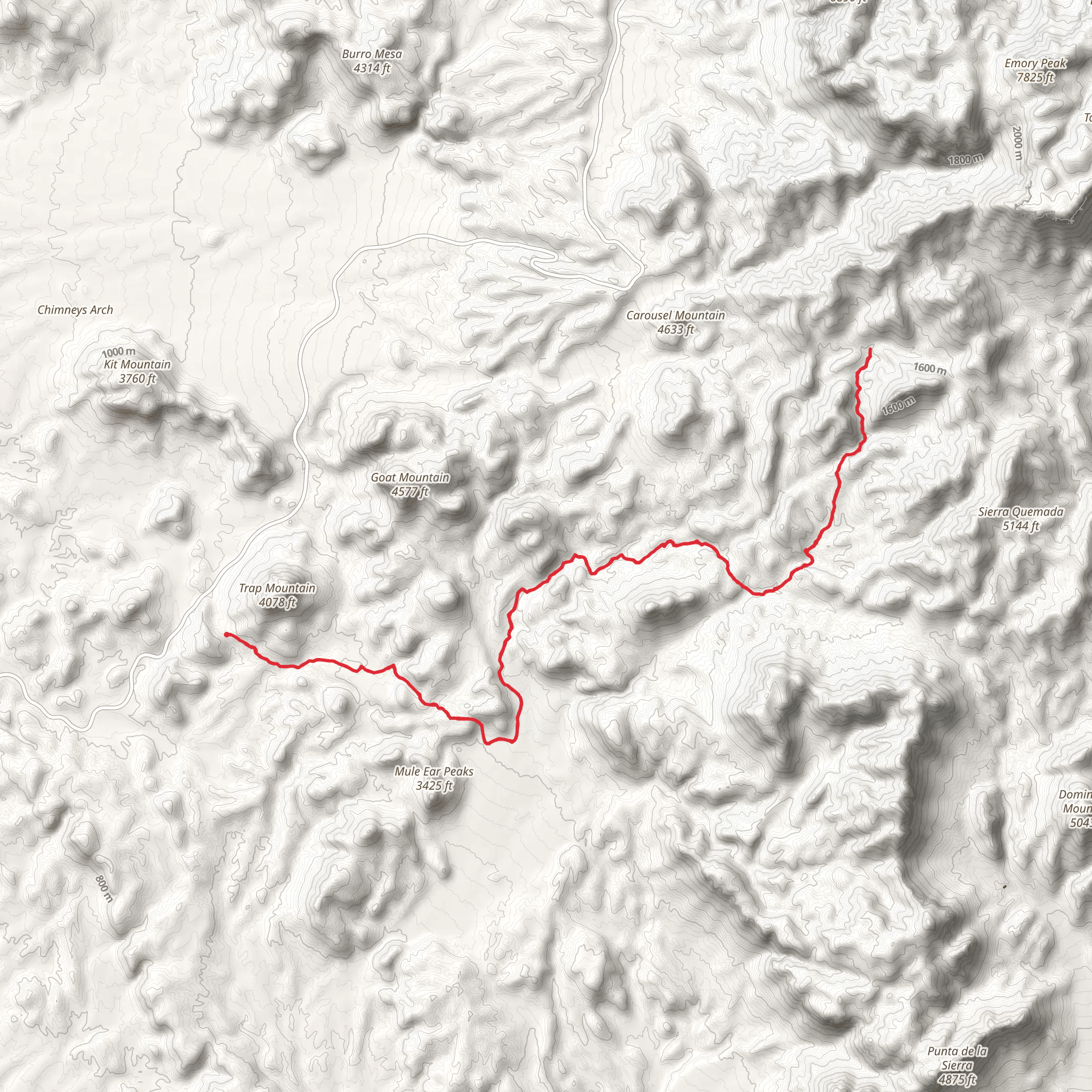 Mule Ears - Smoky Creek Trail mobile static map