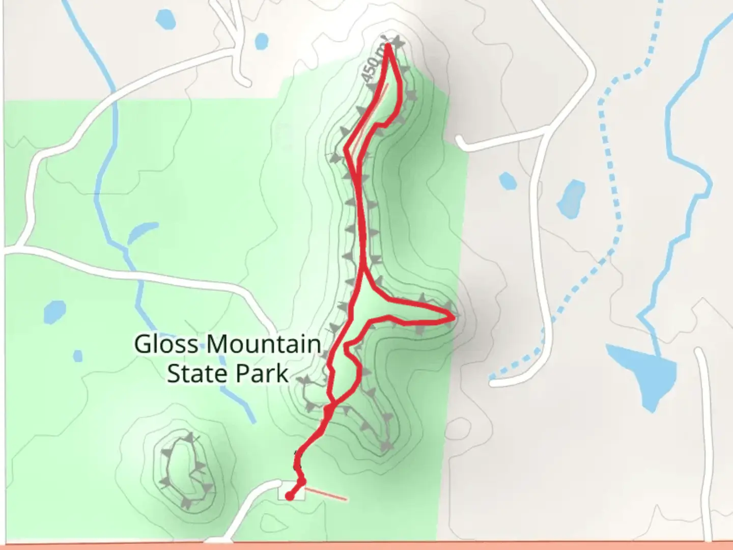 An image depicting the trail Gloss Mountain State Park and its surrounding area.