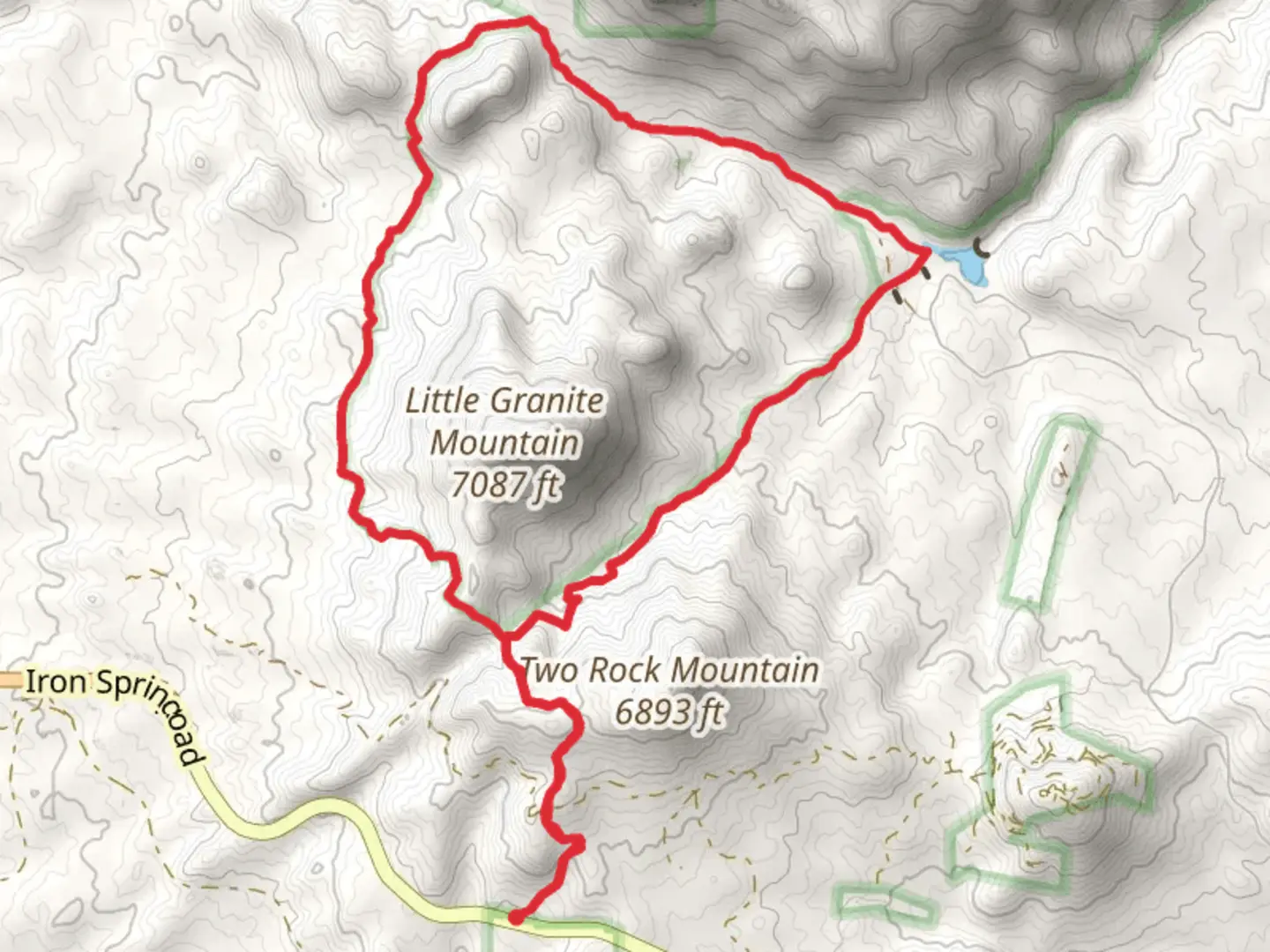 An image depicting the trail Granite Basin Lake and Little Granite Mountain Trail and its surrounding area.