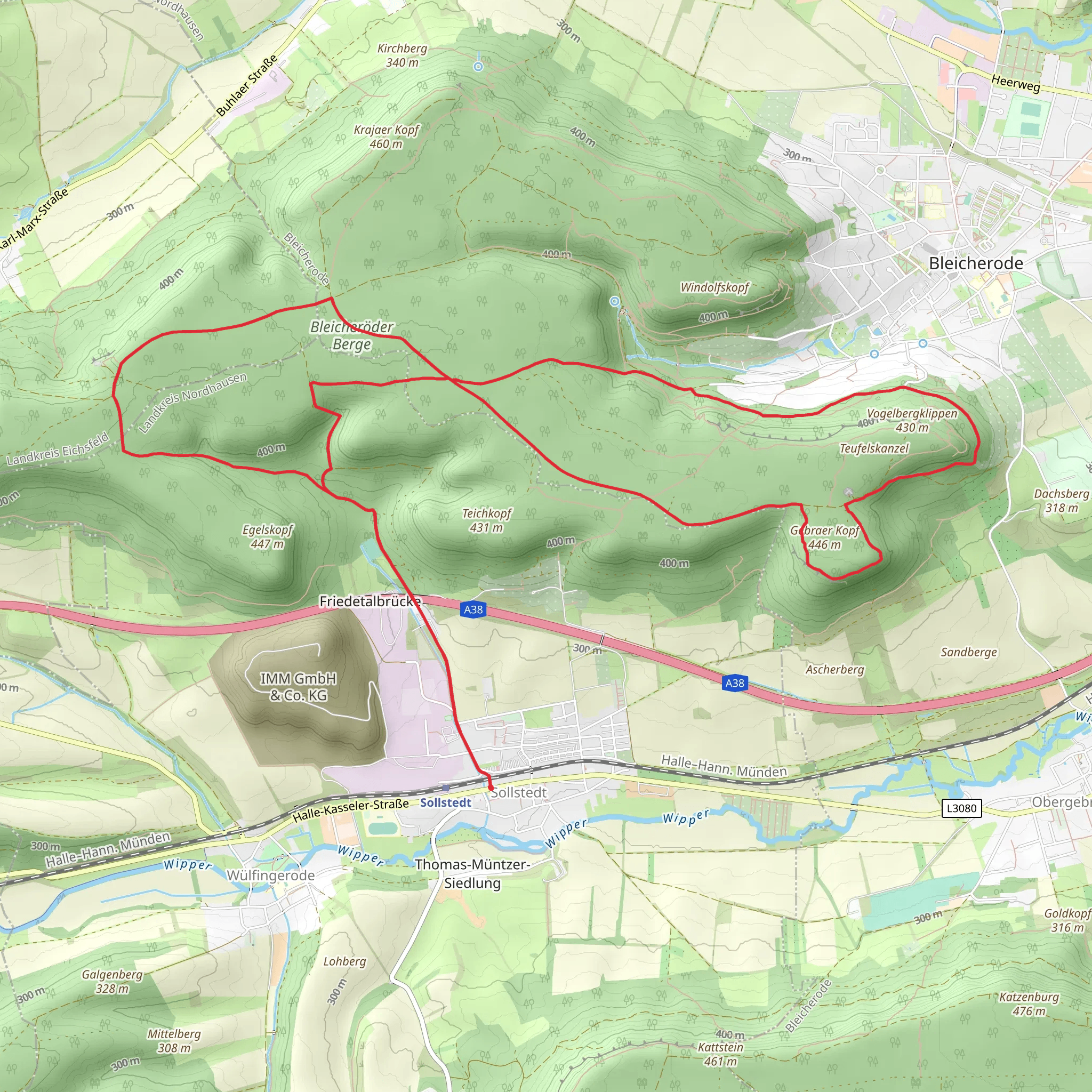 Bleicheroder Berge Loop via Sollstedt mobile static map