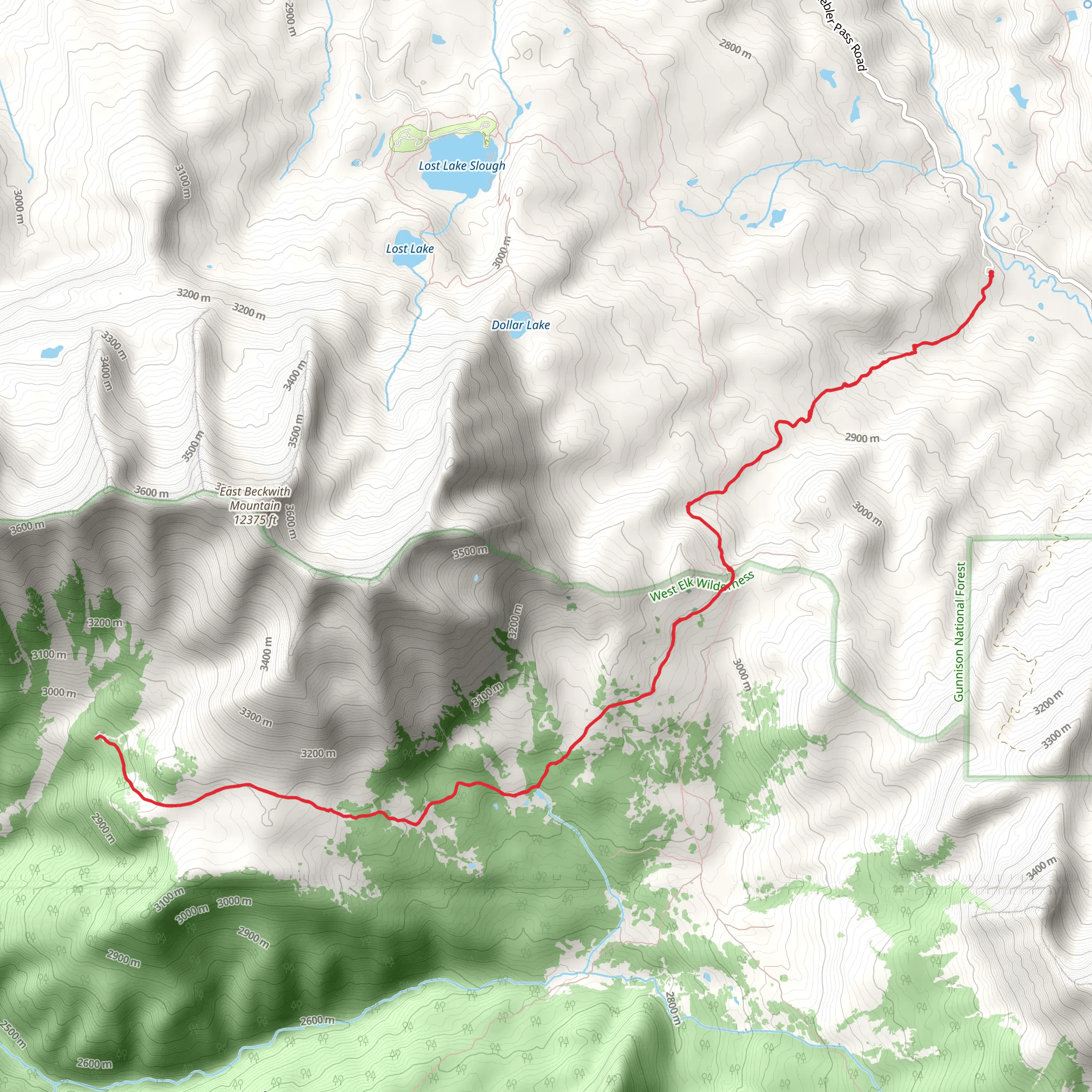 Beckwith Bench via Beckwith Pass Trail mobile static map