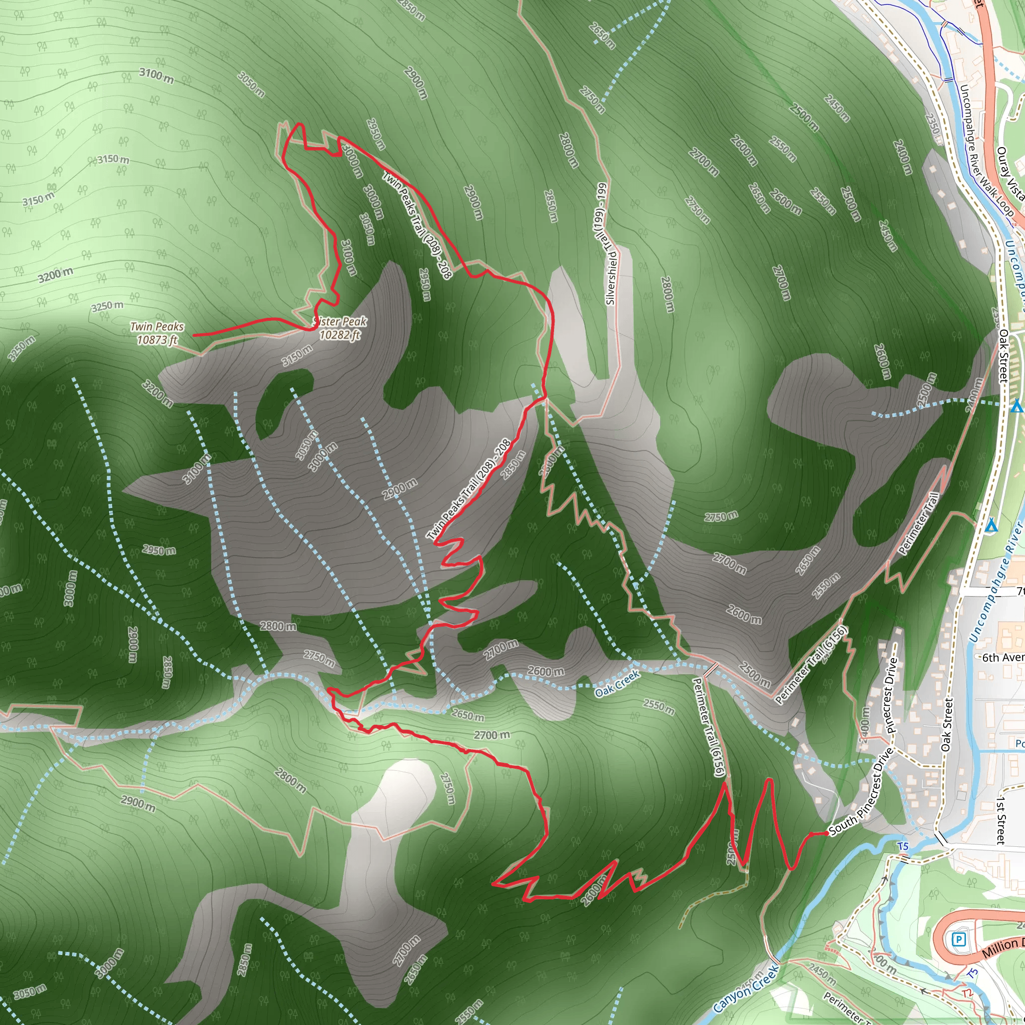 Twin Peaks Trail mobile static map