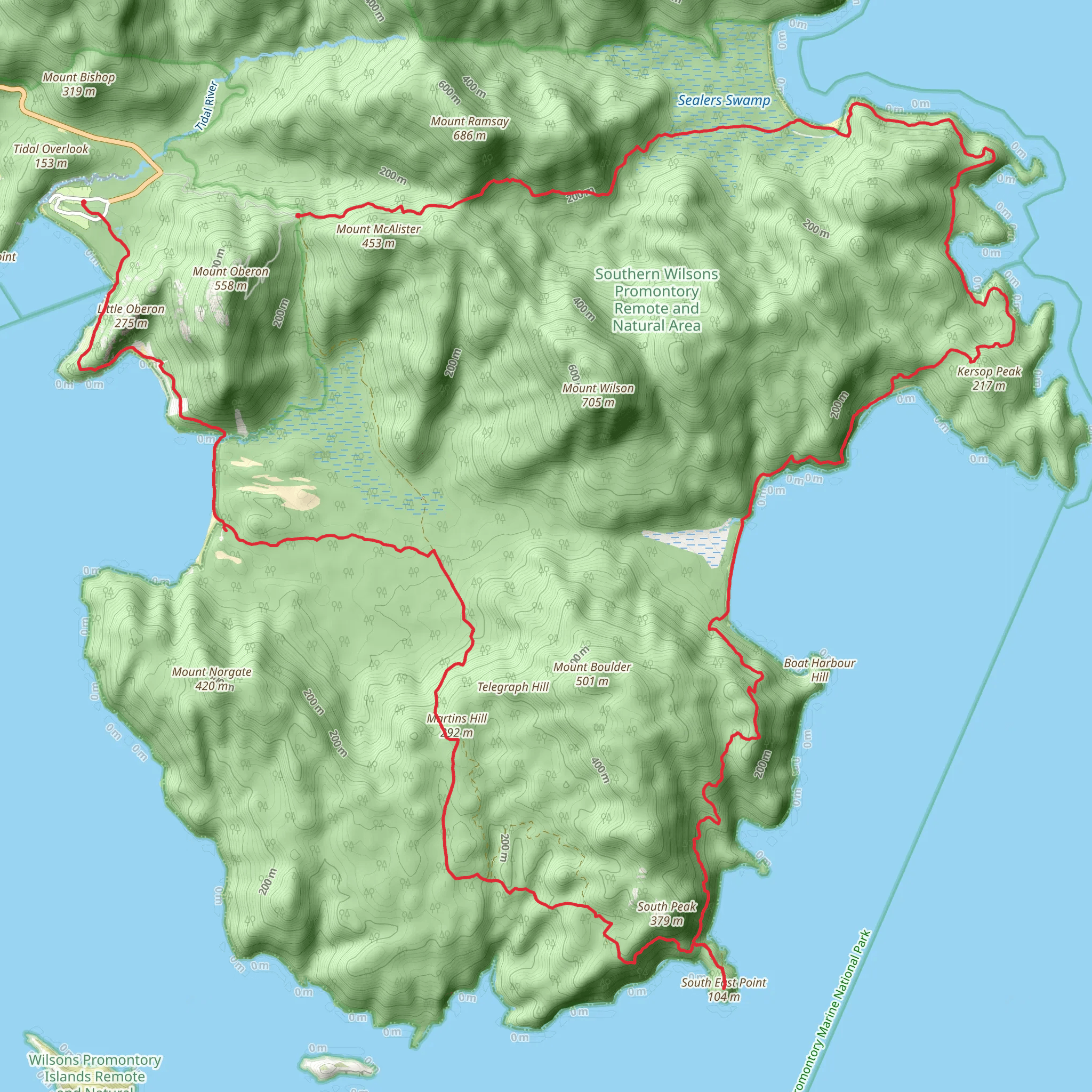Wilsons Promontory - South Eastern Circuit Trail mobile static map