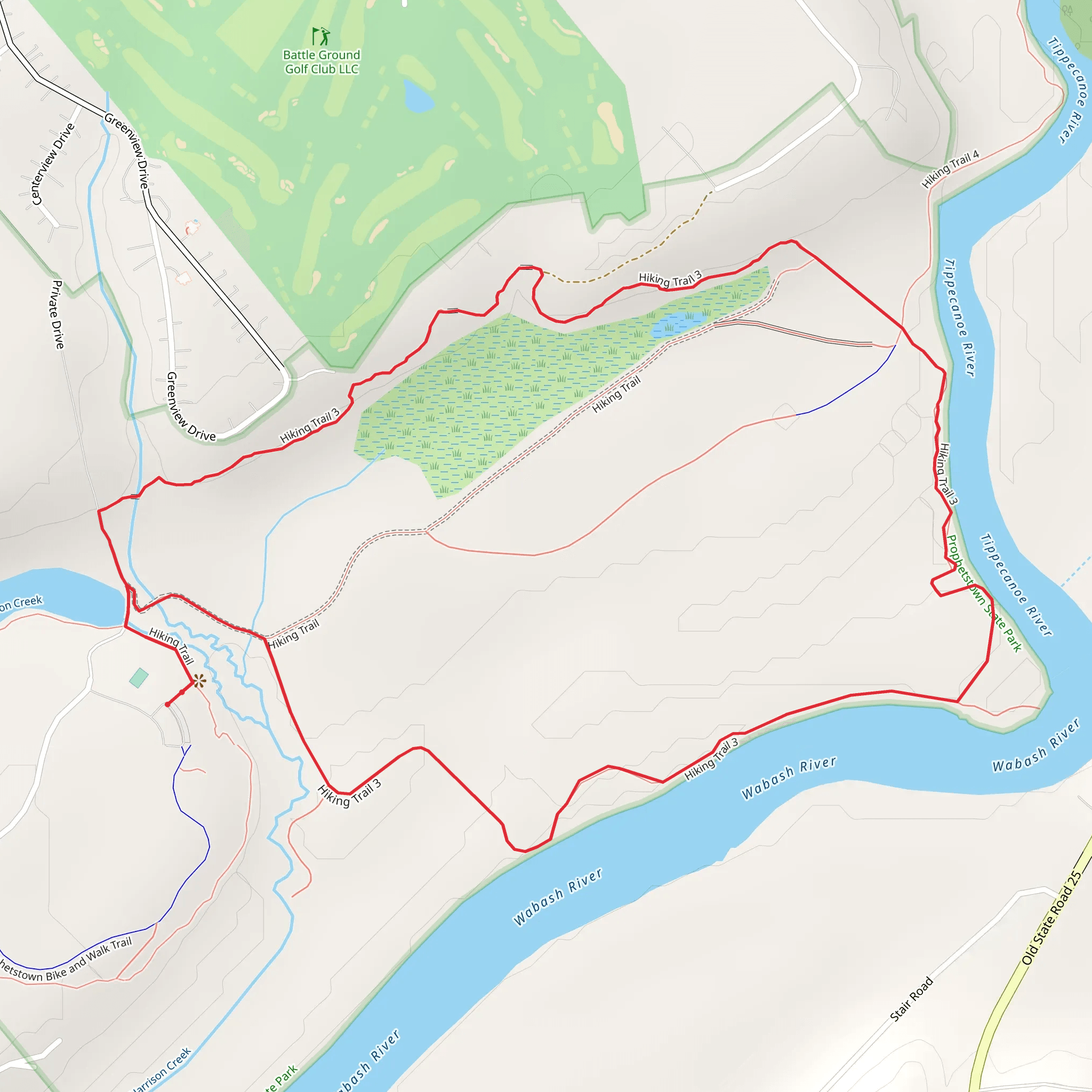 Tippecanoe River and Wabash River Shore Loop mobile static map