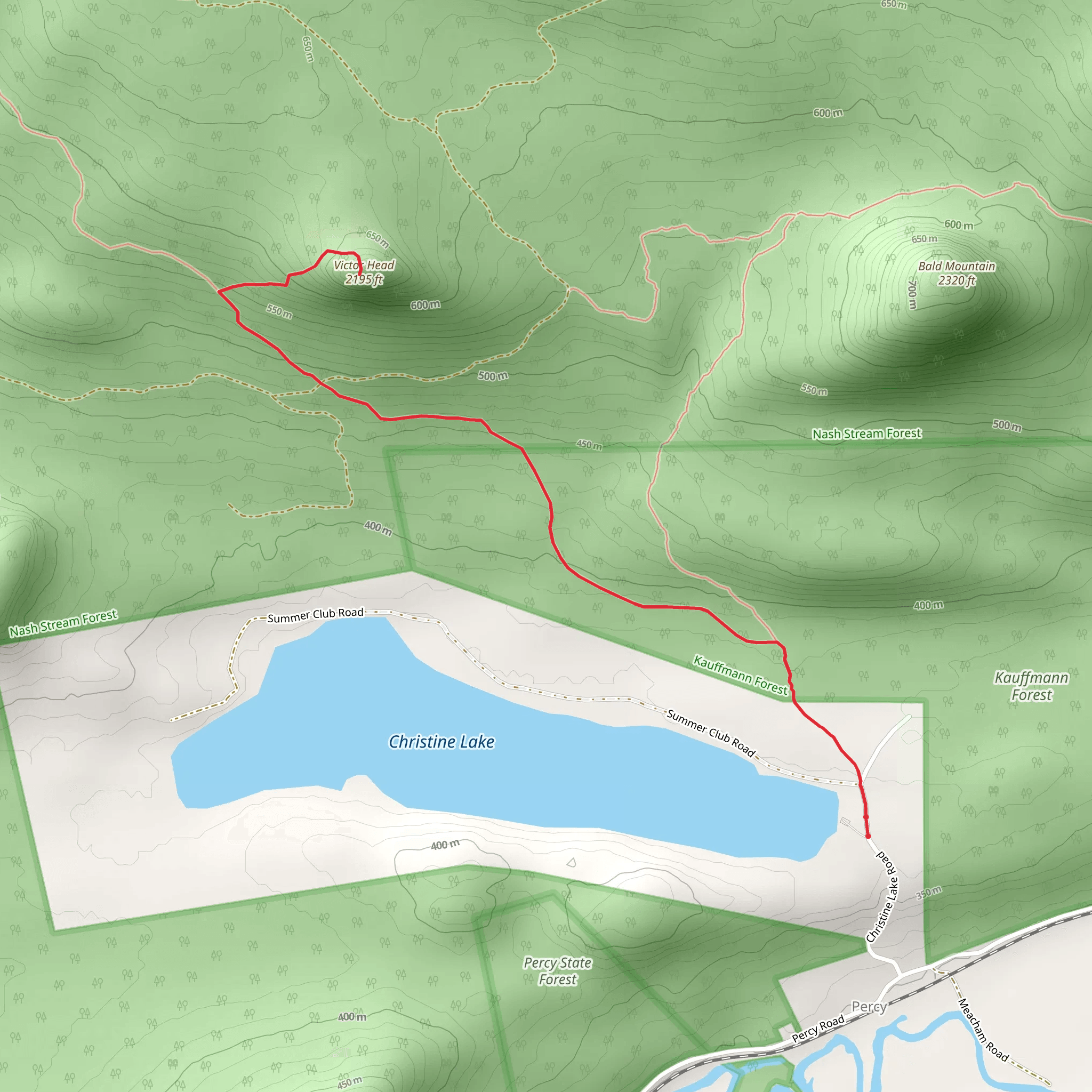 Victor Head Trail from Christine Lake mobile static map