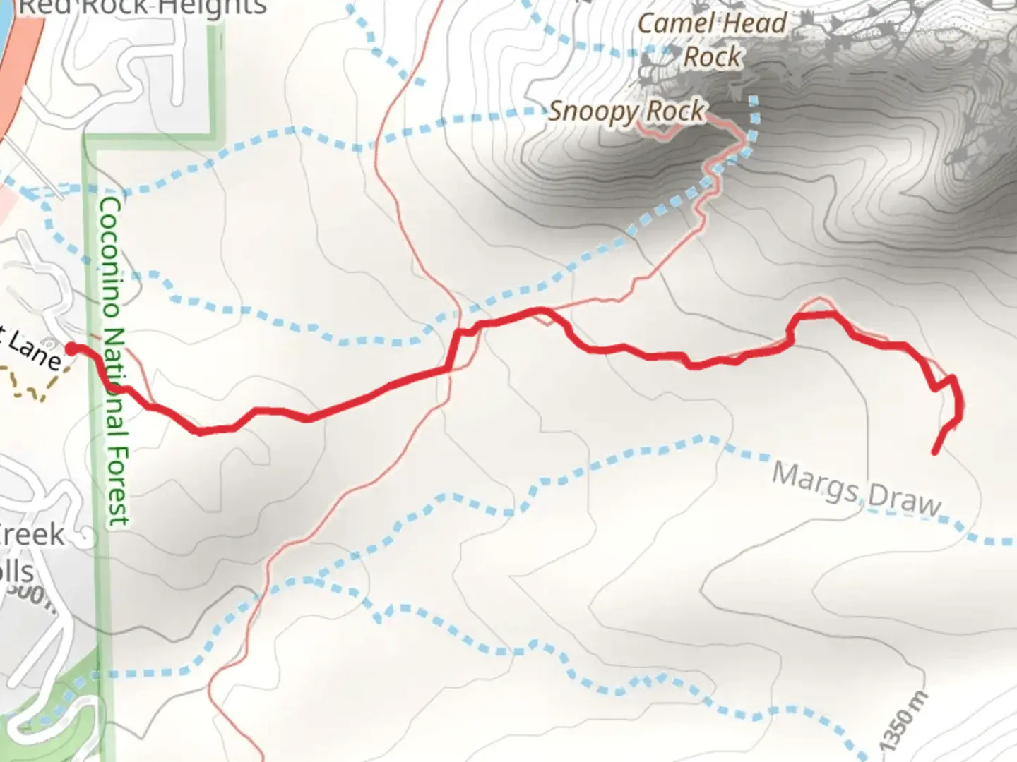 An image depicting the trail Margs Draw Spur A and its surrounding area.