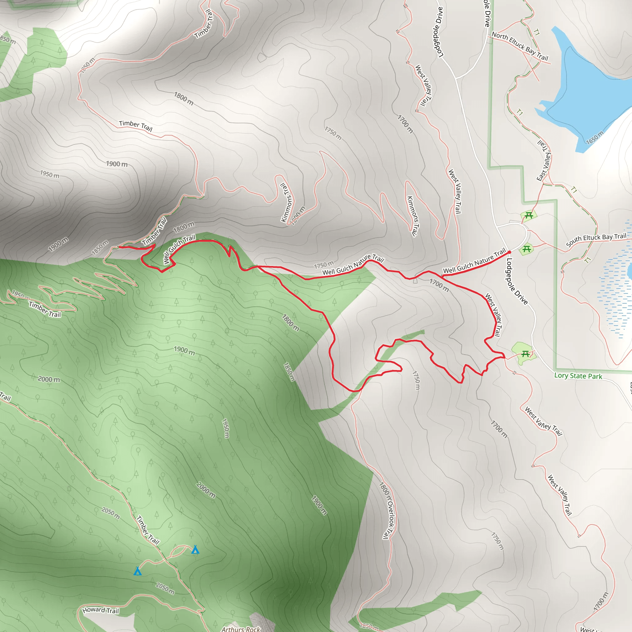 Well Gulch Nature Loop Trail mobile static map