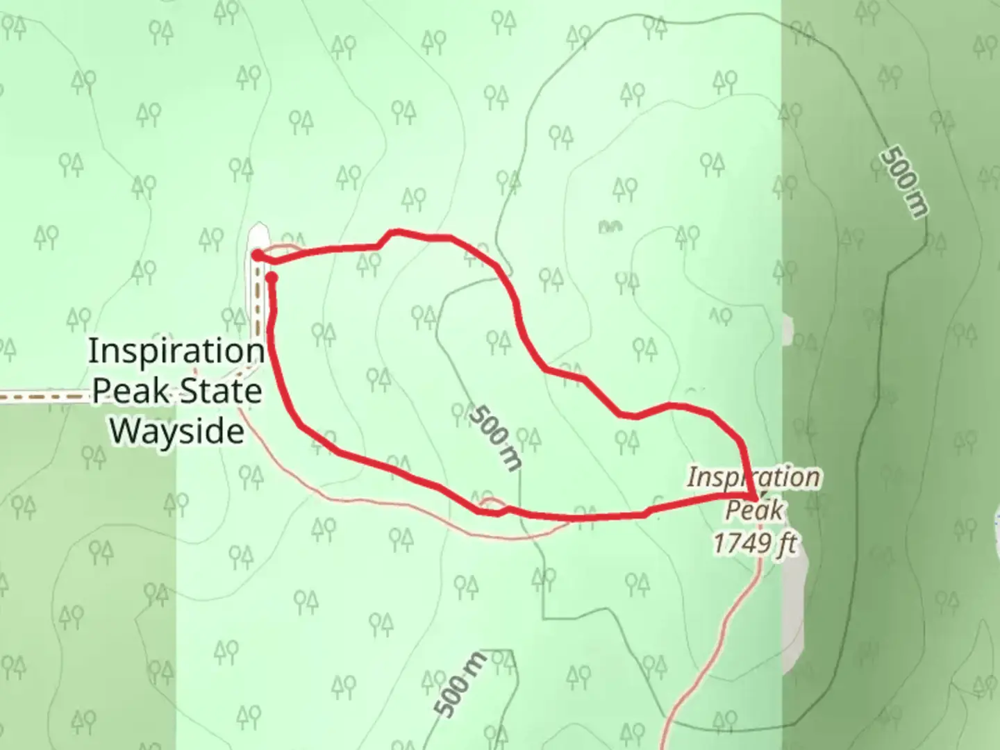 An image depicting the trail Inspiration Peak Loop and its surrounding area.