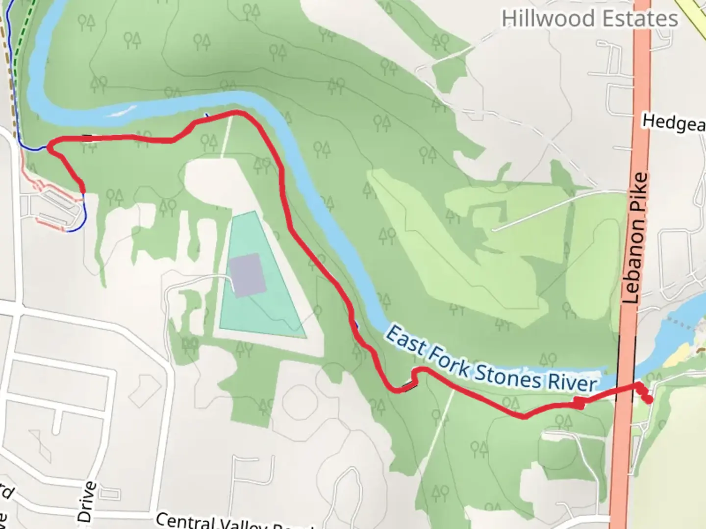 An image depicting the trail North Murfreesboro Greenway - Lebanon Pike and its surrounding area.