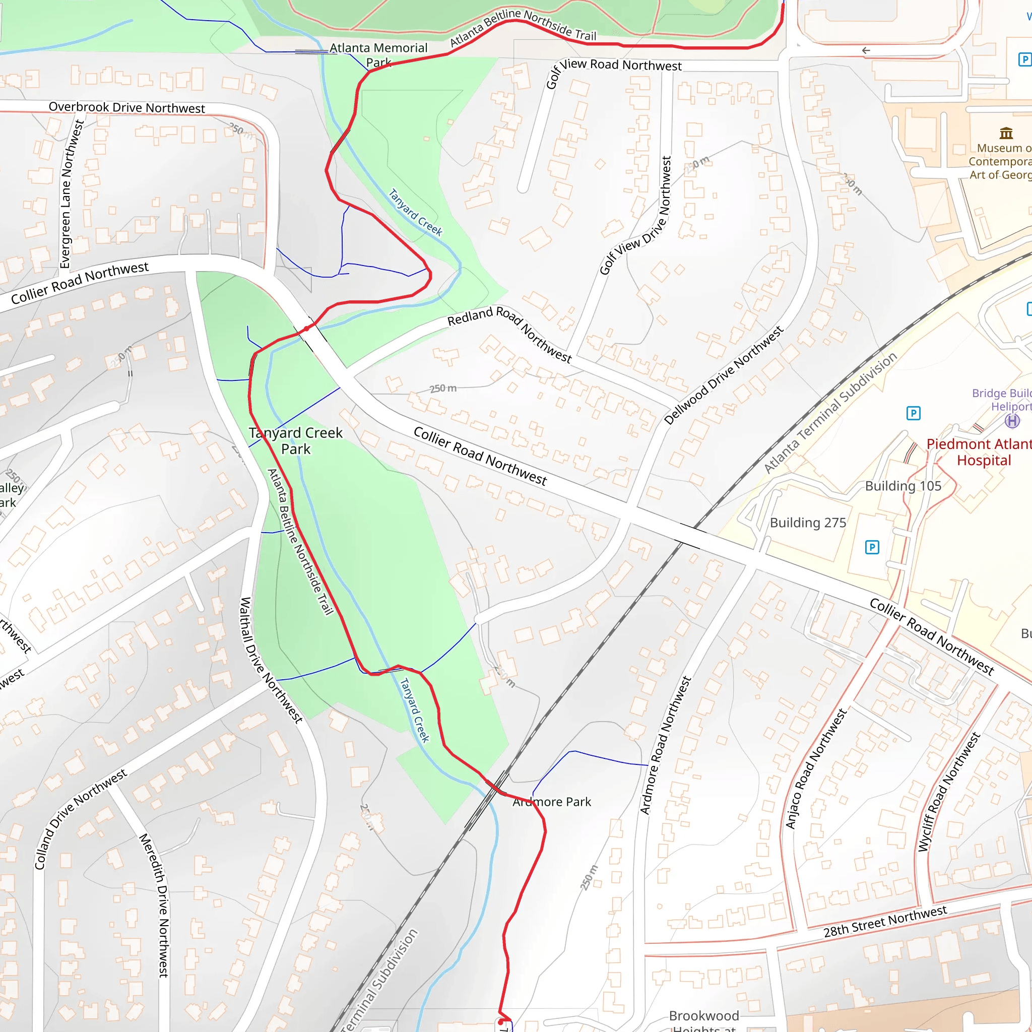 Northside Beltline Trail mobile static map