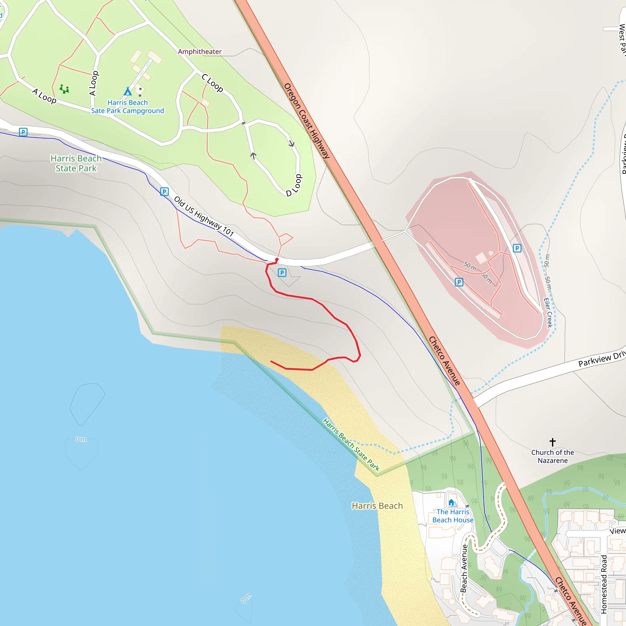 Harris Beach mobile static map