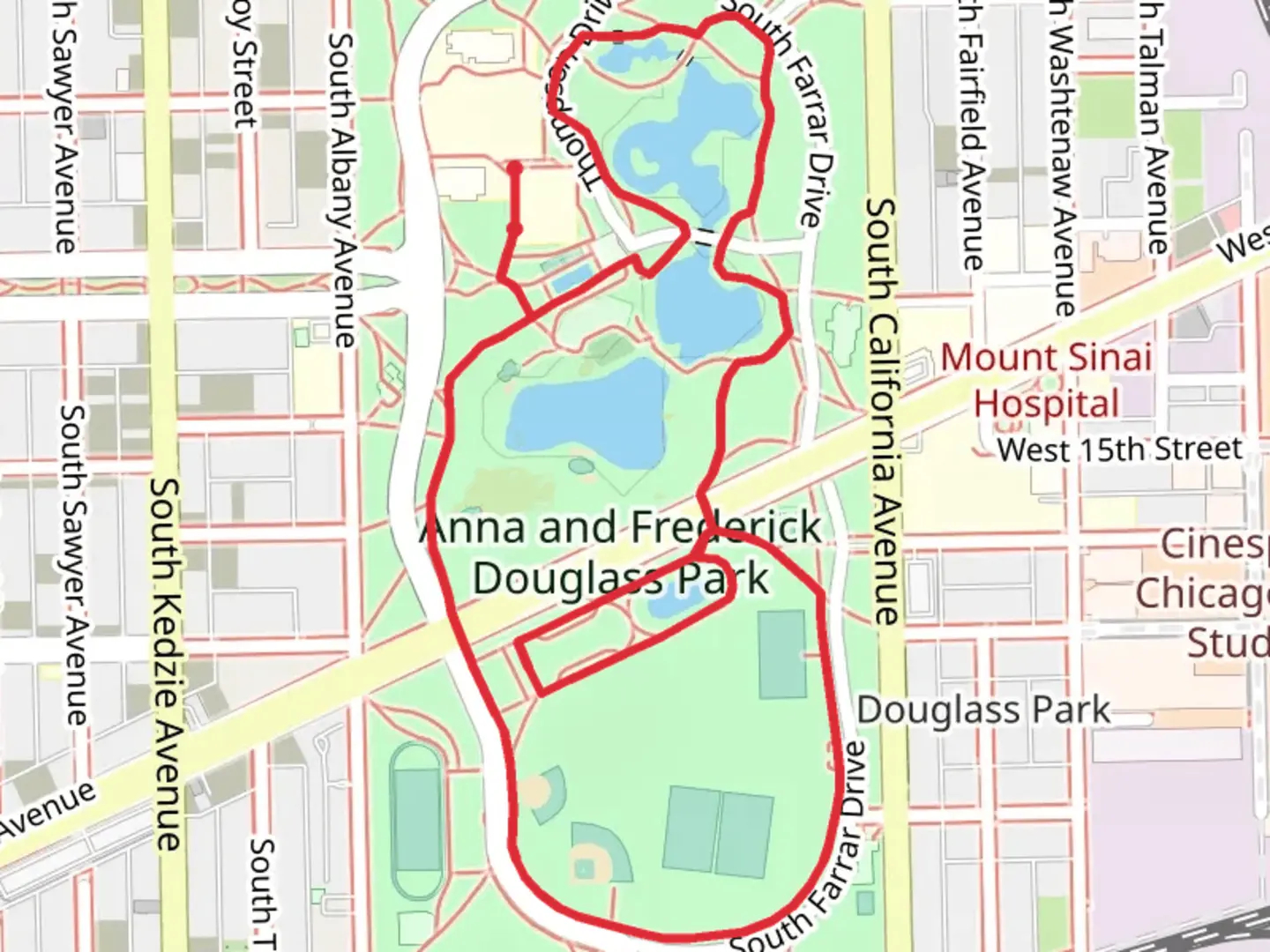 An image depicting the trail Anna and Frederick Douglass Park Loop and its surrounding area.
